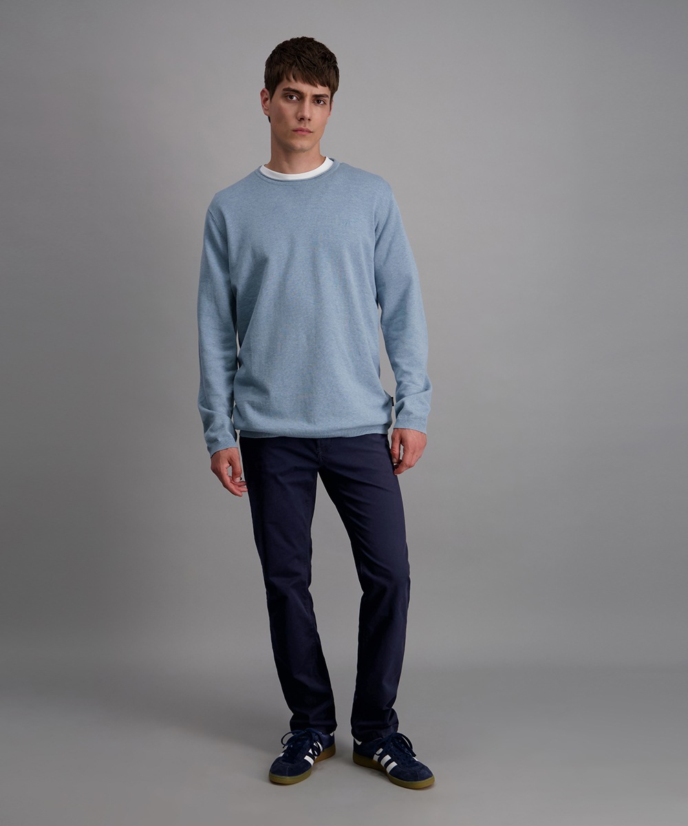 Pioneer Authentic Jeans Rundhalspullover, Ausschnitt mit Rollkante, Aussennähte