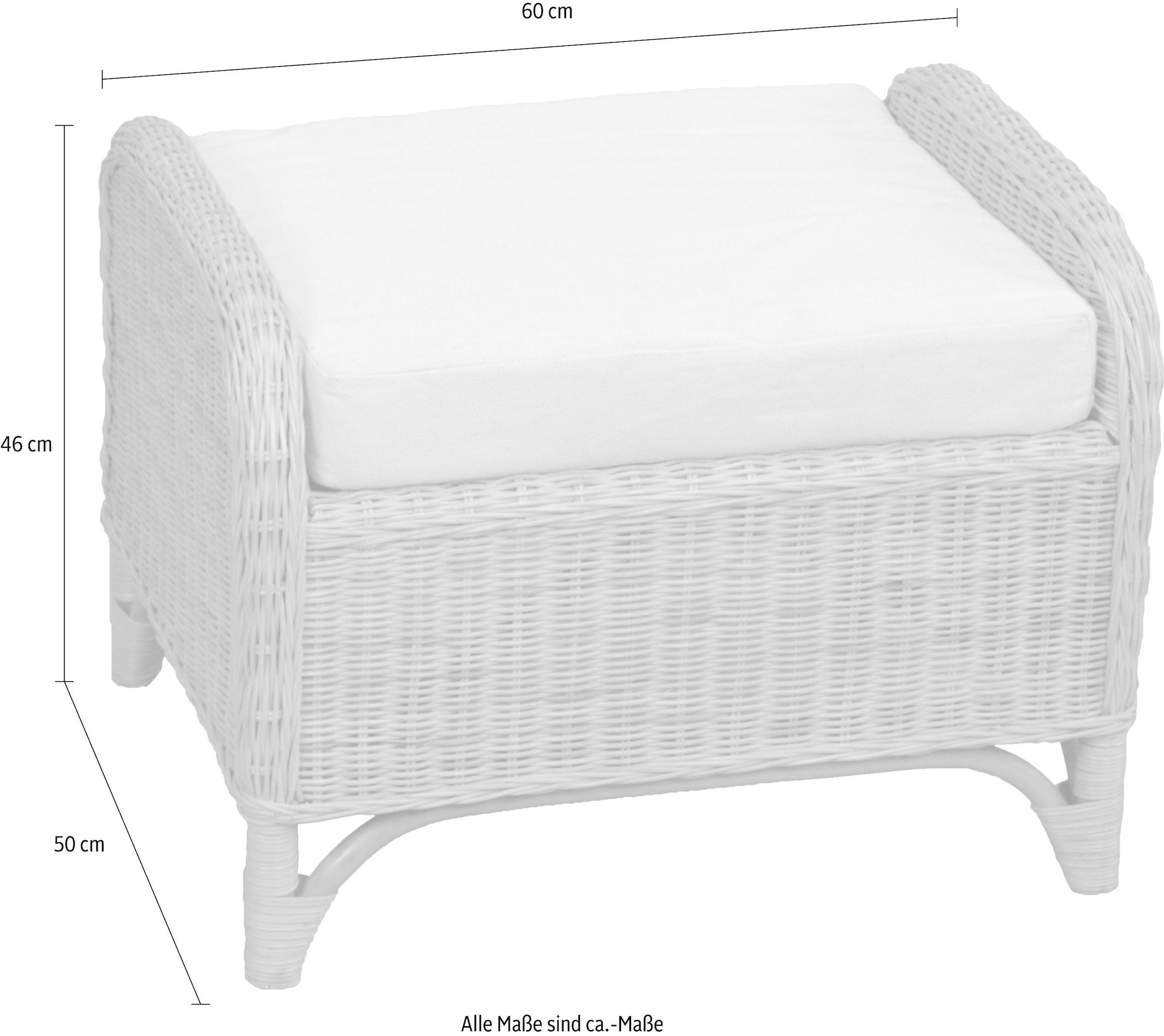Home affaire Sitzhocker »Frieda«, (Rattanhocker mit Kissenauflage), mit Kissenauflage