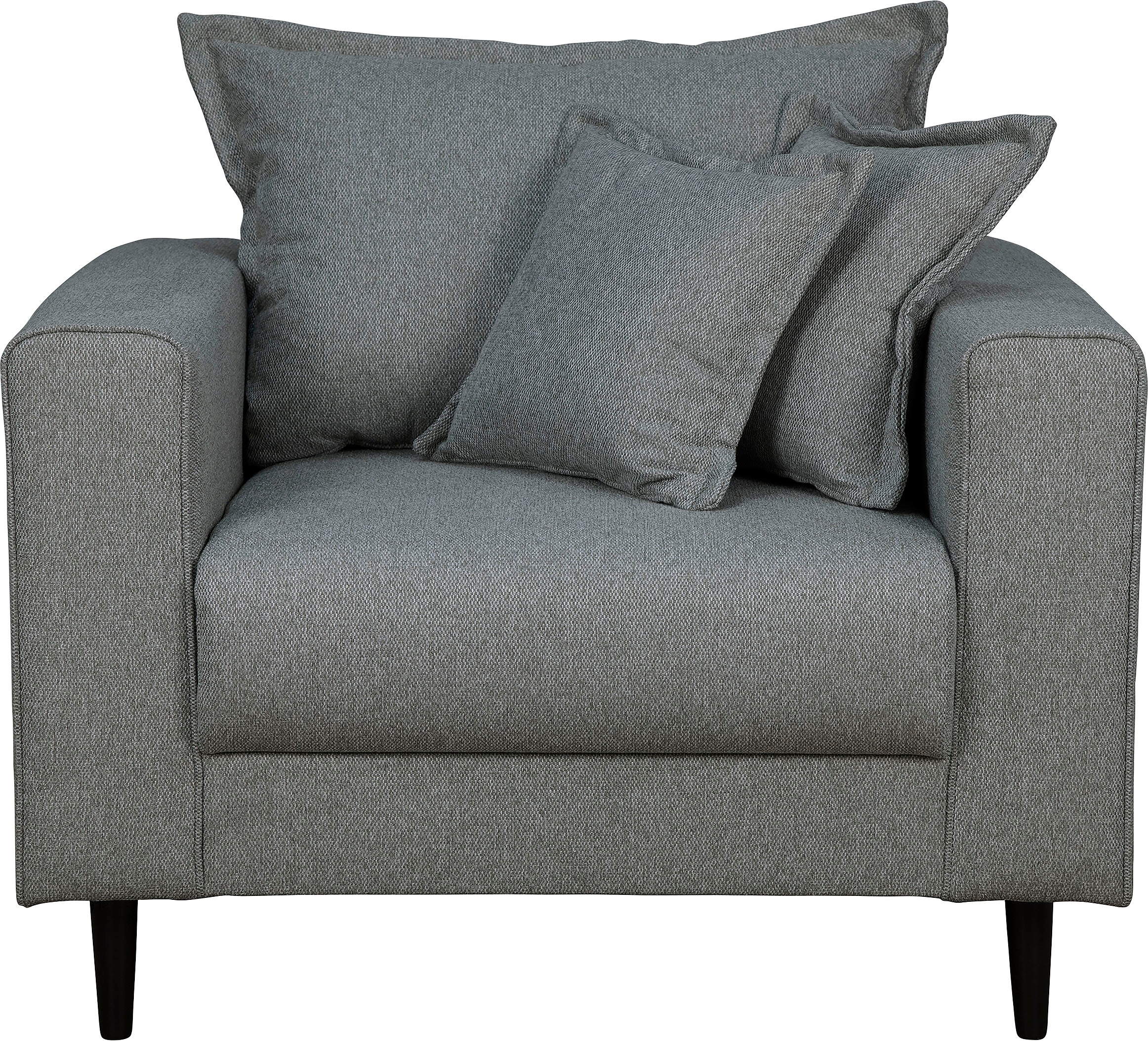 Home affaire Sessel "VEYRAS Loungesessel, Maße B/T/H: 95/84/76 cm" mit Wellenunterfederung, incl. Kissen