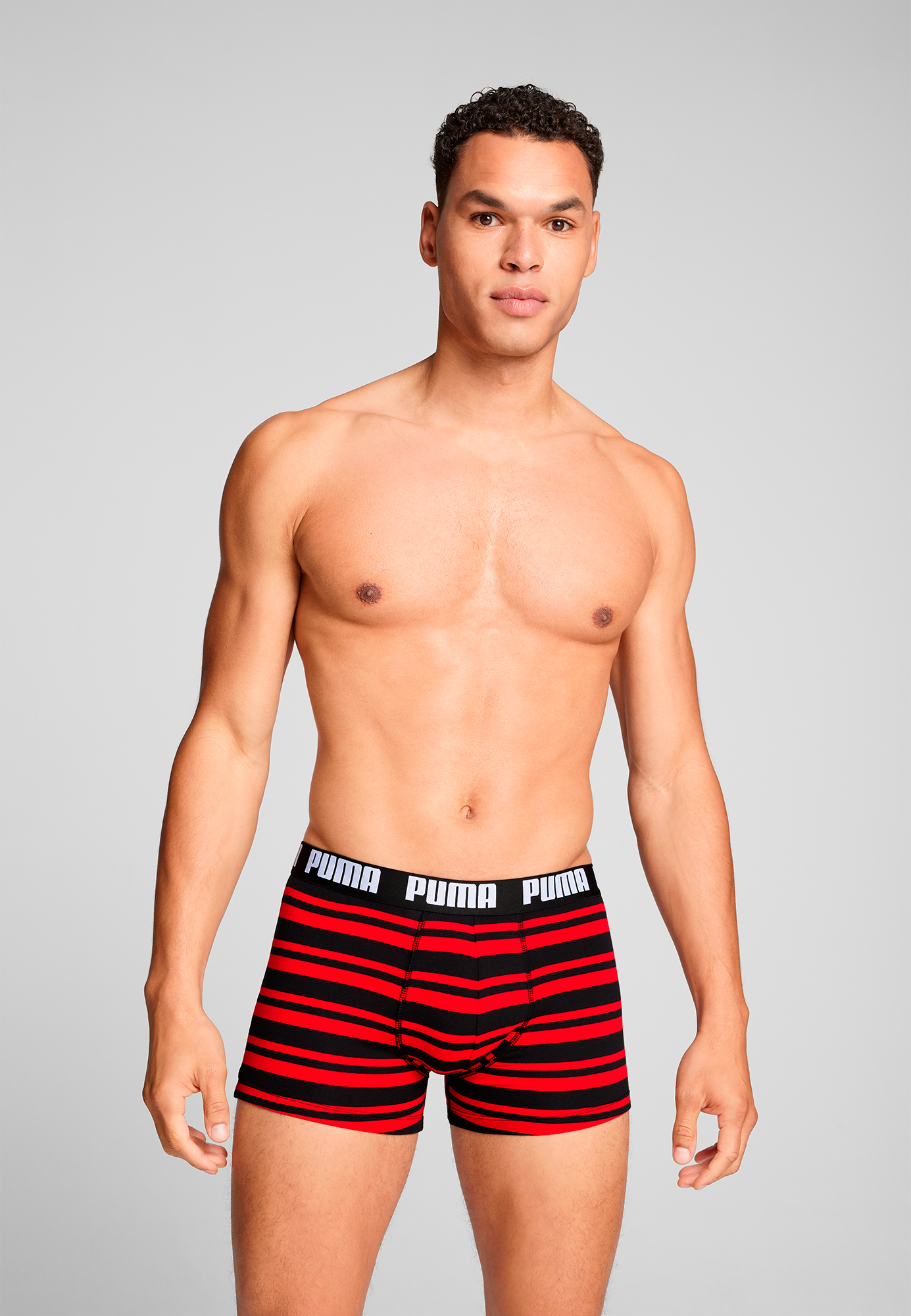 PUMA Boxershorts »PUMA MEN EVERYDAY STRIPED BOXERS 2P«, (Packung, 2er Pack), mit kontrastfarbigem Schriftzug