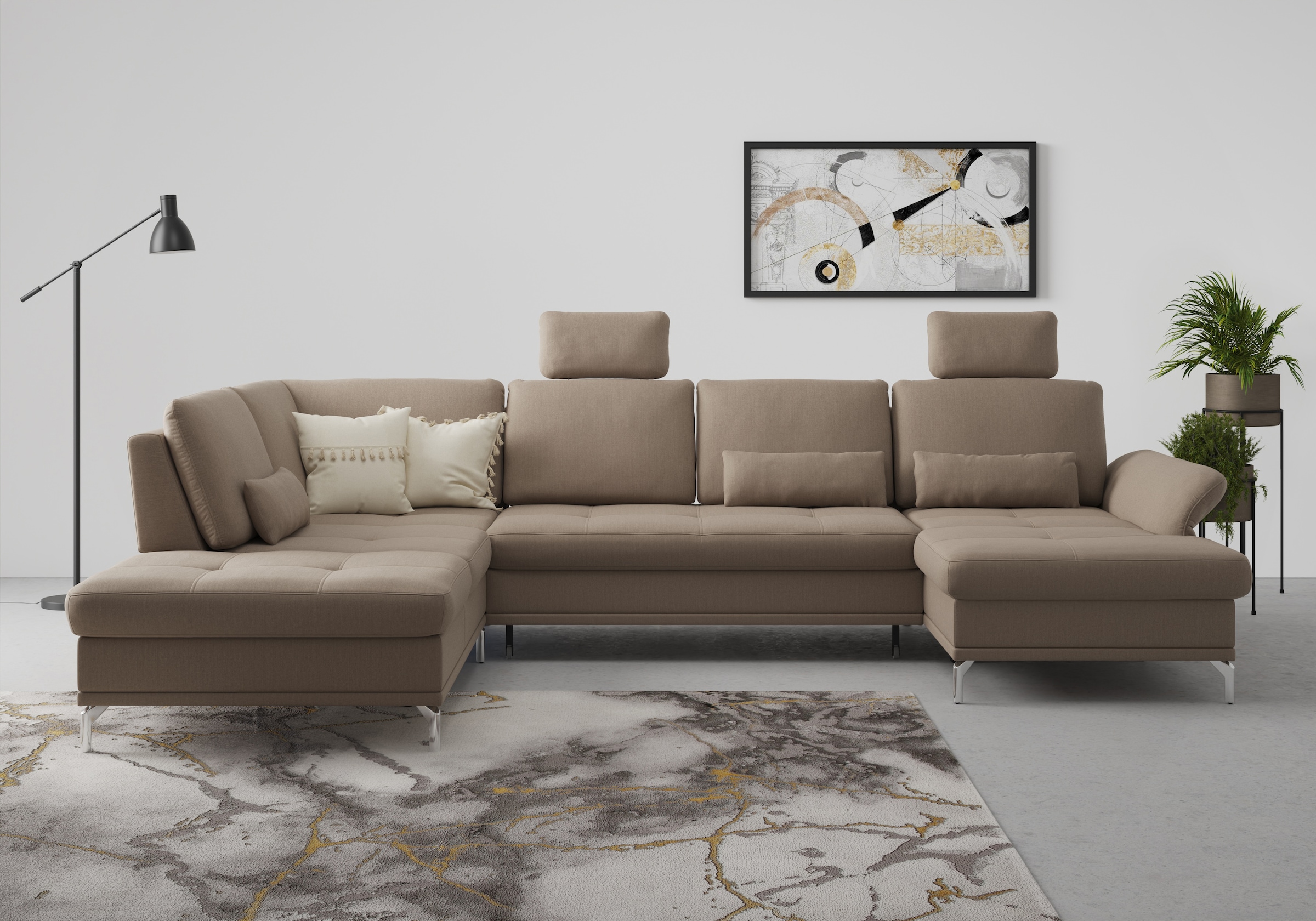 INOSIGN Wohnlandschaft "Palm Beach U-Form" Federkern, mit Sitztiefenverstellung, wahlweise mit Bettfunktion