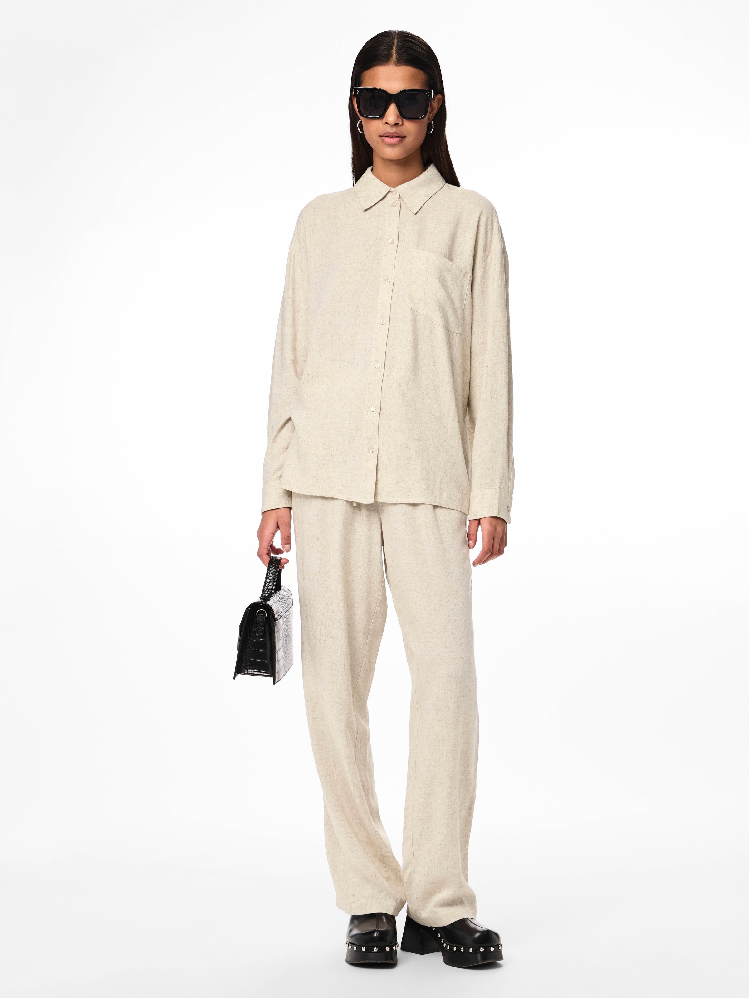 pieces Hemdbluse »PCPIA LS LOOSE SHIRT WVN NOOS«