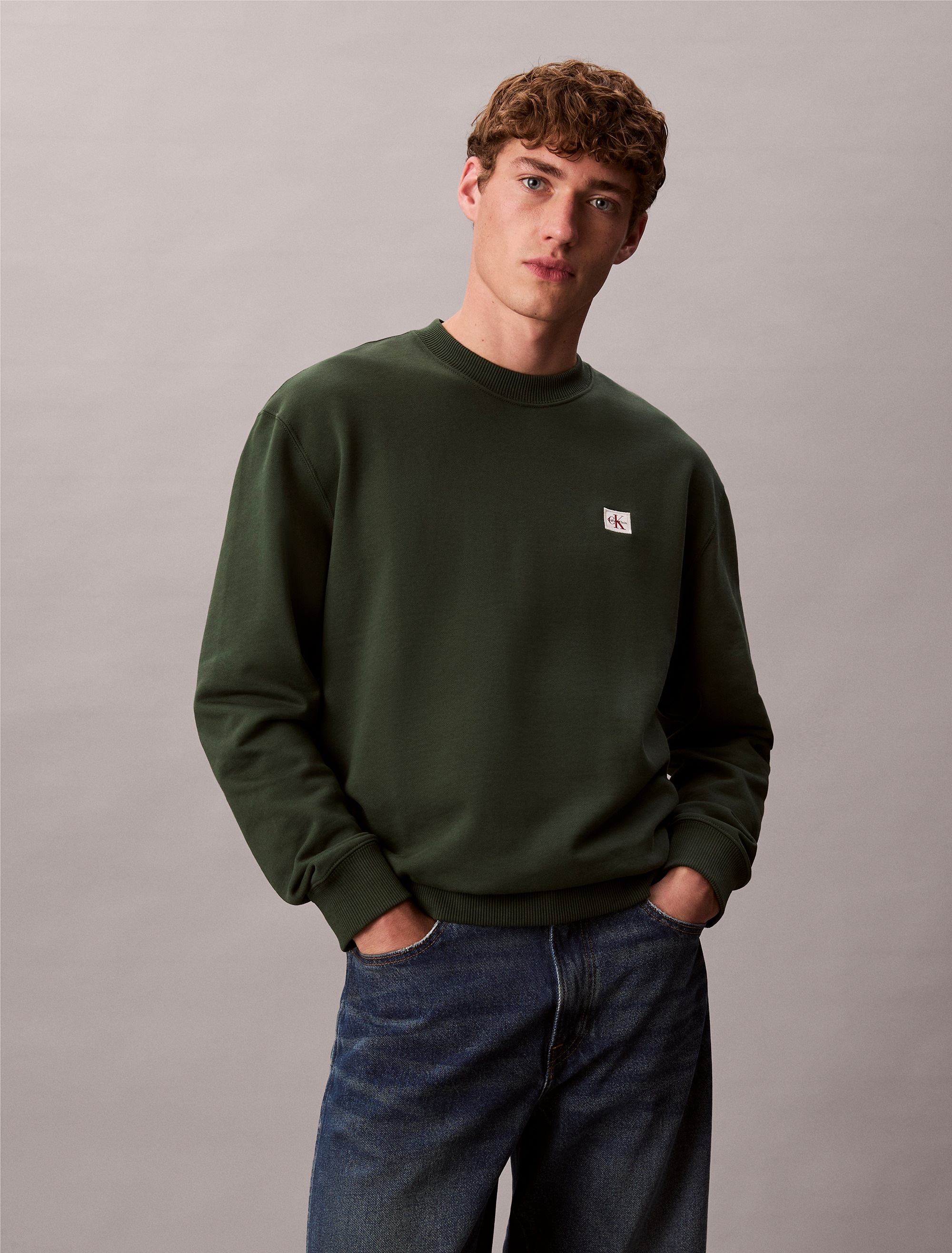 Calvin Klein Jeans Sweatshirt »400GSM TRRY BDG CRWN«, Mit Rundhalsausschnitt