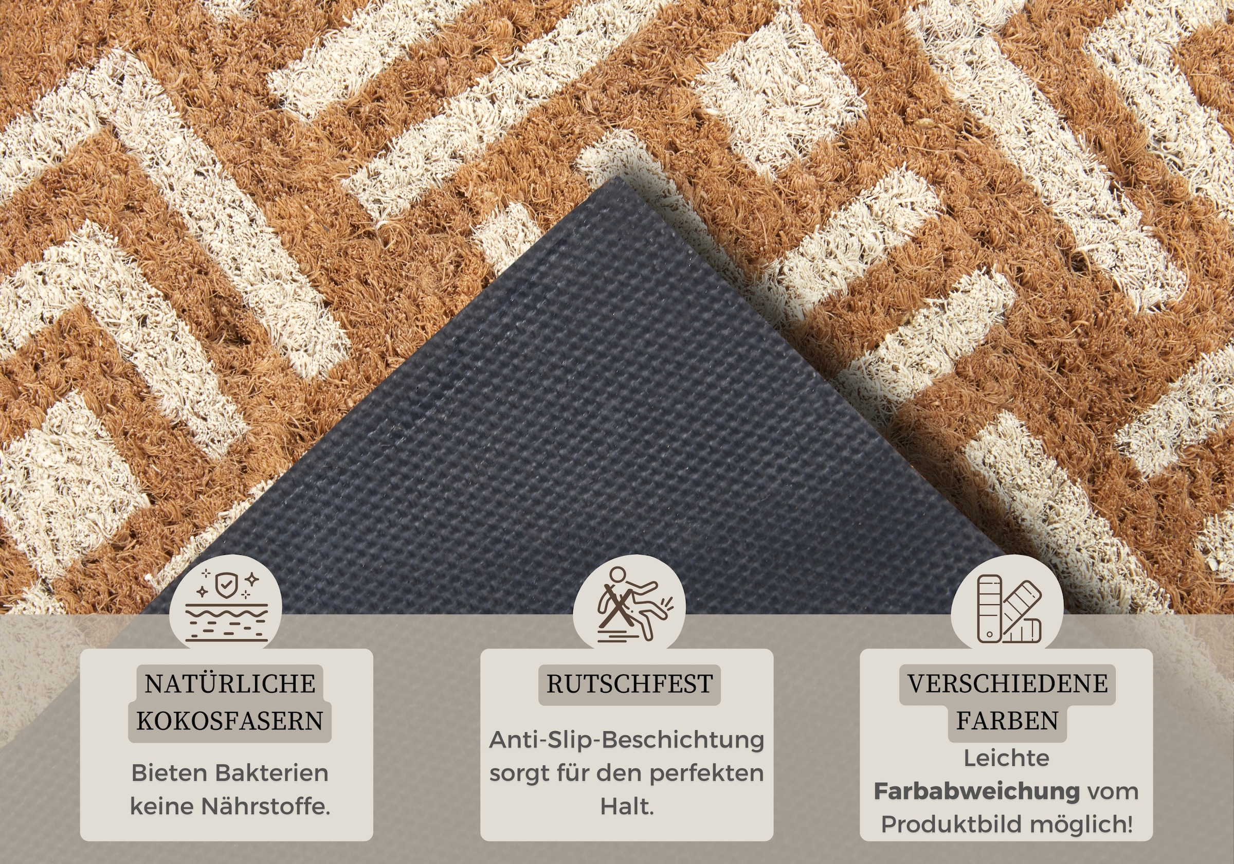 HANSE Home Fussmatte »Mix Mats Kokos Hello Geometric, Türmatte«, rechteckig, 15 mm Höhe, Kokos, Schmutzfangmatte, Outdoor, Rutschfest, Innen, Kokosmatte, Flur
