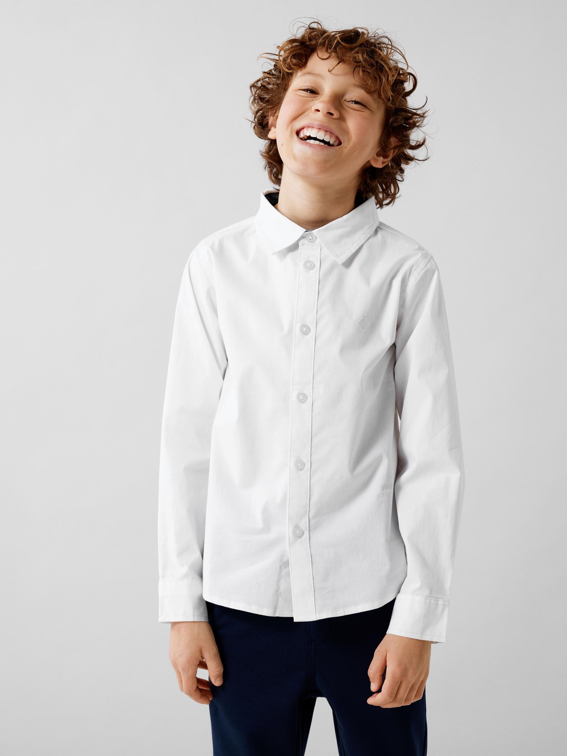 Name It Langarmhemd »NKMNEWSA für Jungen mit Knopfleiste und Baumwollkomfort« unifarben, casual, regular fit, Baumwolle, Hemdkragen