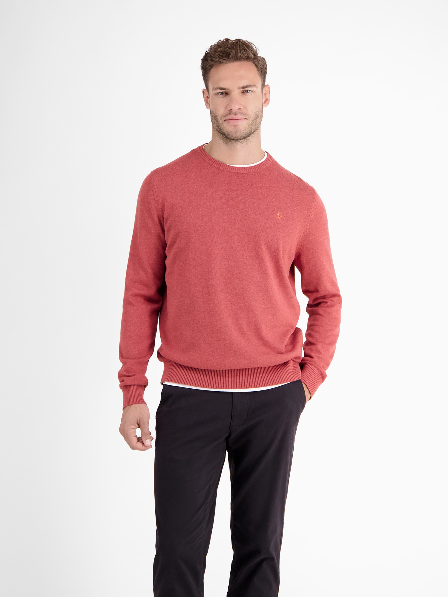 LERROS Strickpullover "Herren Strickpullover aus Baumwolle mit Crewneck Ausschnitt" Weicher Strick-Pullover, Rundhalsausschnitt, lange Ärmel, pflegeleicht