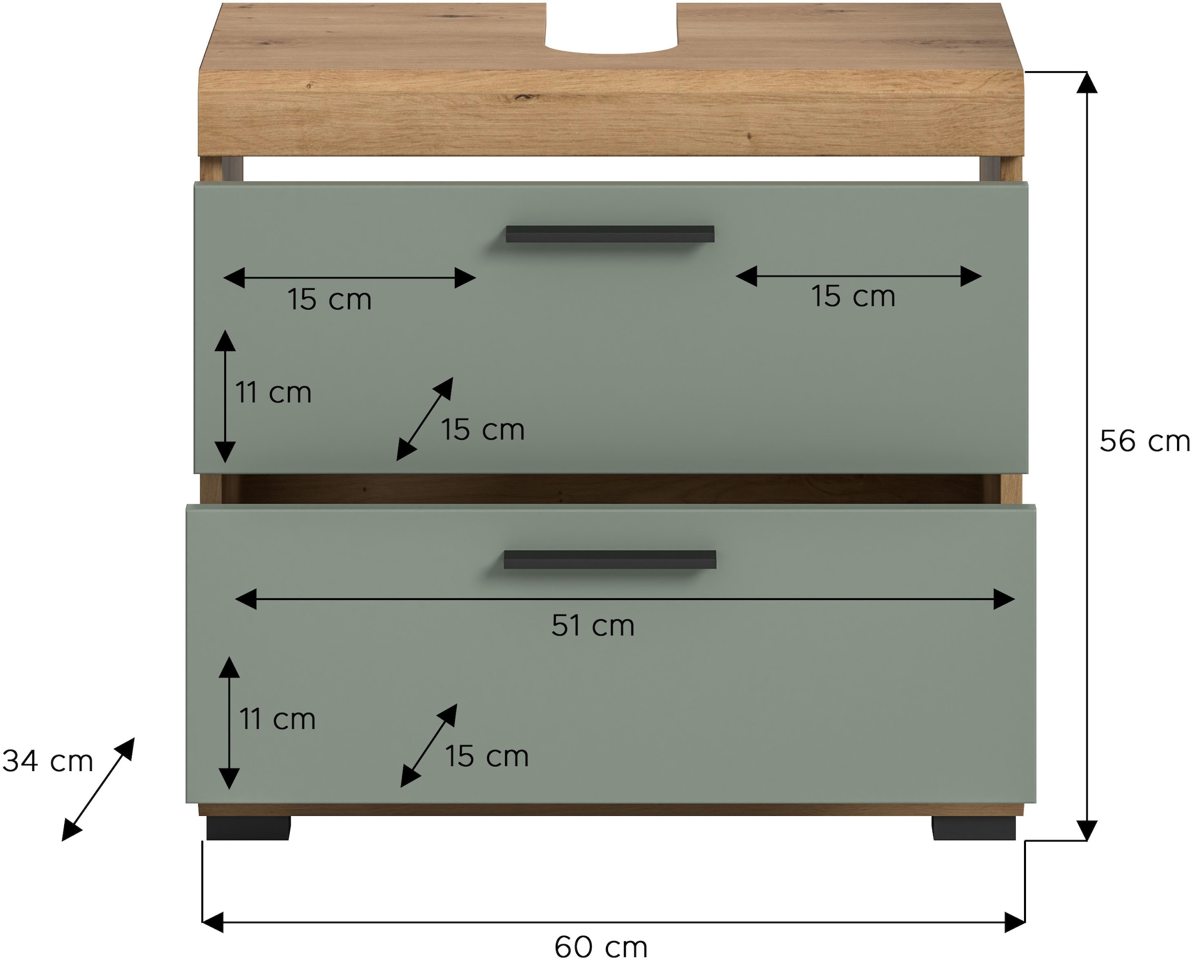INOSIGN Waschbeckenunterschrank »Siena, Breite 60cm, 2 Tür, 2 Fächer, mit Siphonausschnitt, MDF-Front«, (1 St.), in verschiedenen Farben erhältlich, Badmöbel, Badschrank, Kommode, Bad