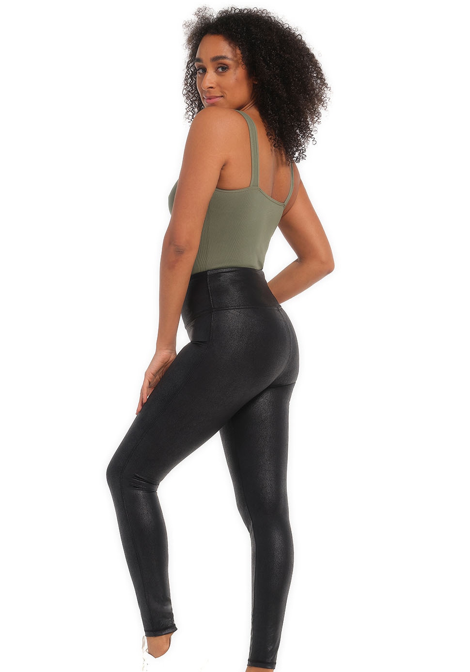 MAGIC Bodyfashion Leggings »Leather Look Legging«, hoch tailliertes Design, keine vordere Mittelnaht