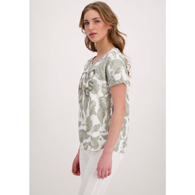 Monari Rundhalsshirt, mit Glitzerschrift und Blumenmuster online kaufen |  Jelmoli-Versand