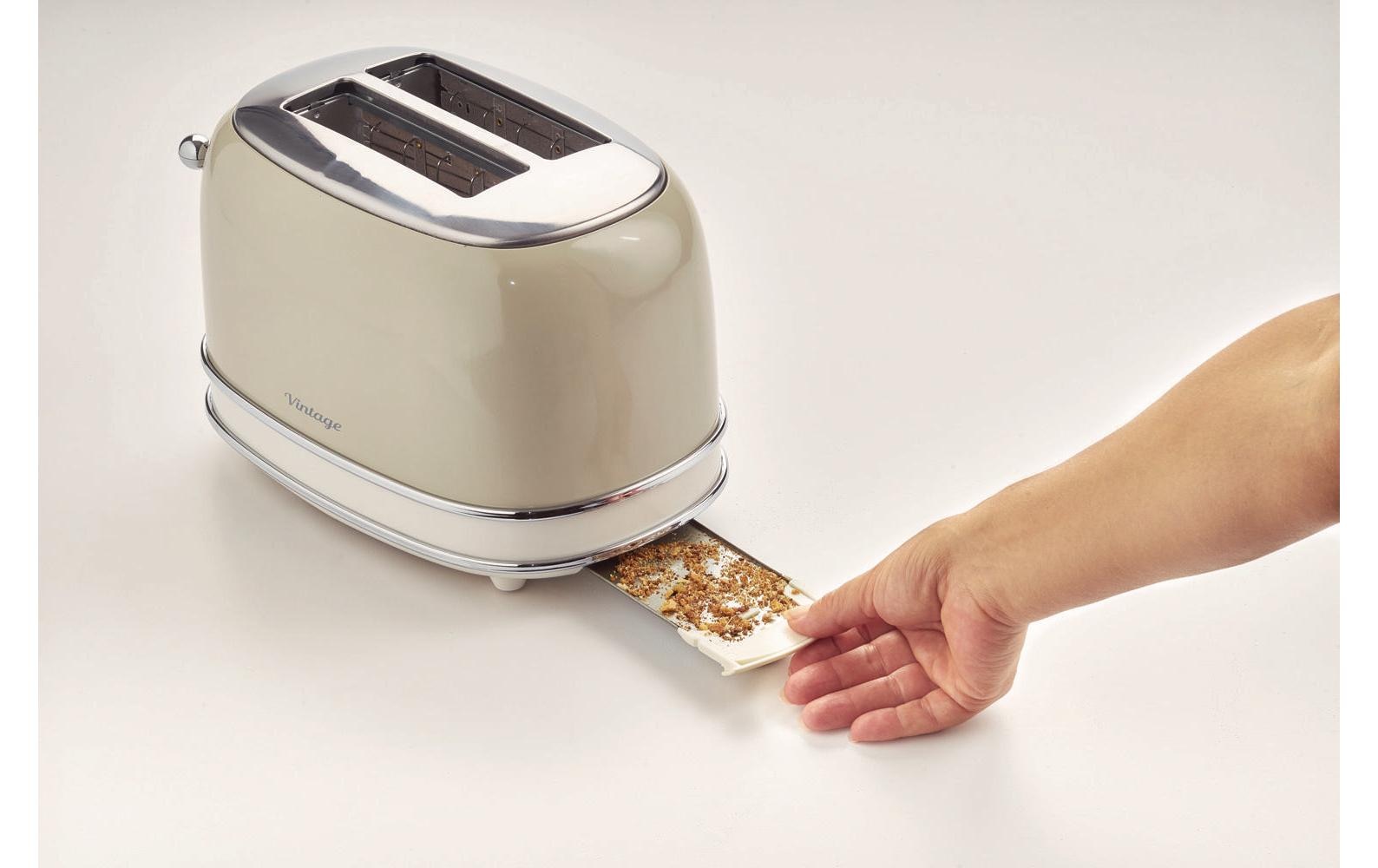 Ariete Toaster »Vintage 2 Schlitze, Beige«, für 2 Scheiben, 810 W, Lieferung mit passendem CH-Fixadapter