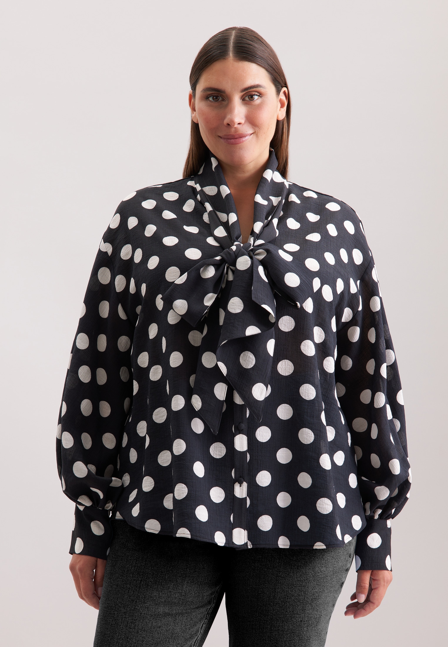 seidensticker Rüschenbluse "Schwarze Rose" 1/1 Binderkragen Druck