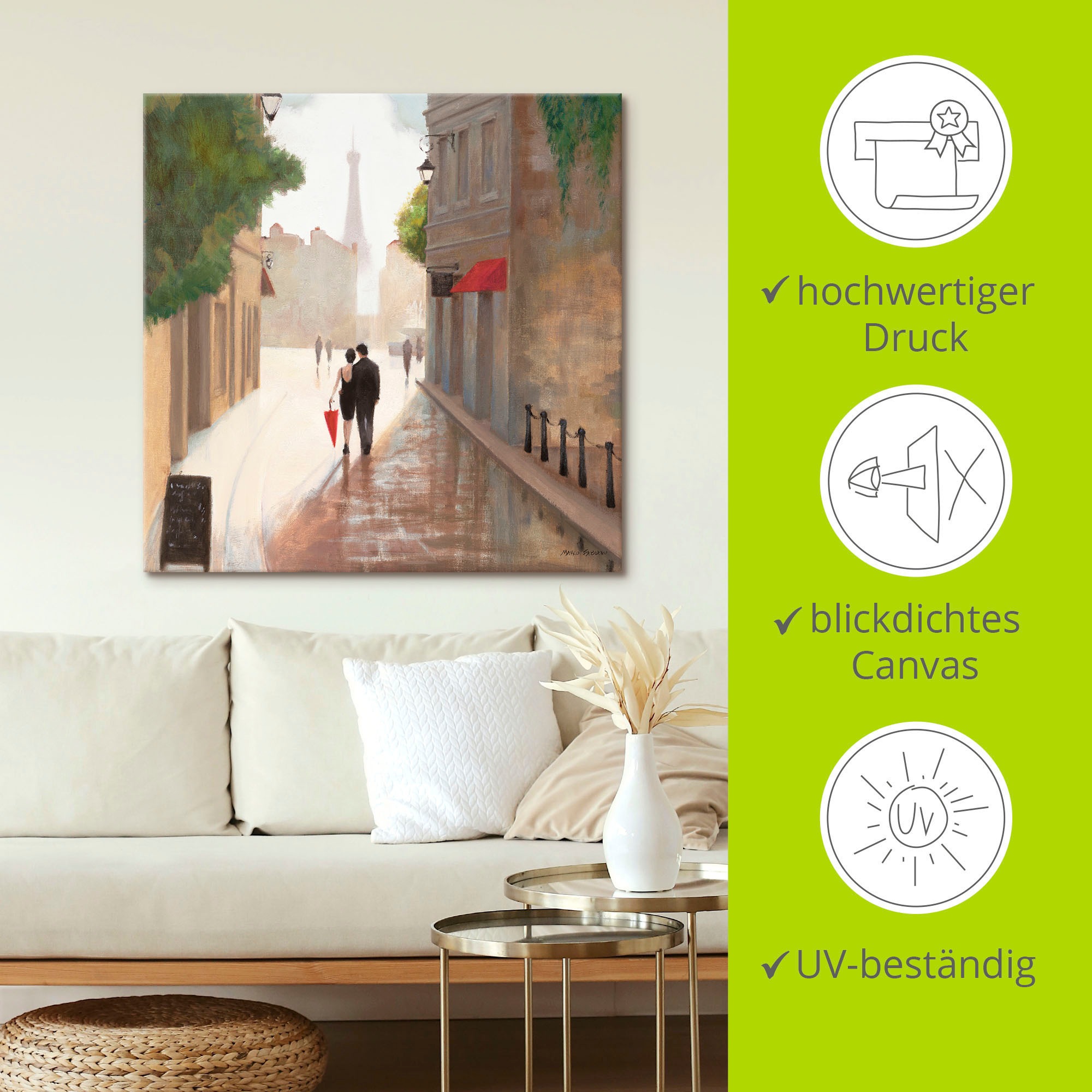 Artland Wandbild »Paris Romanze I«, Frankreich, (1 St.), als Leinwandbild, Poster, Wandaufkleber in verschied. Grössen