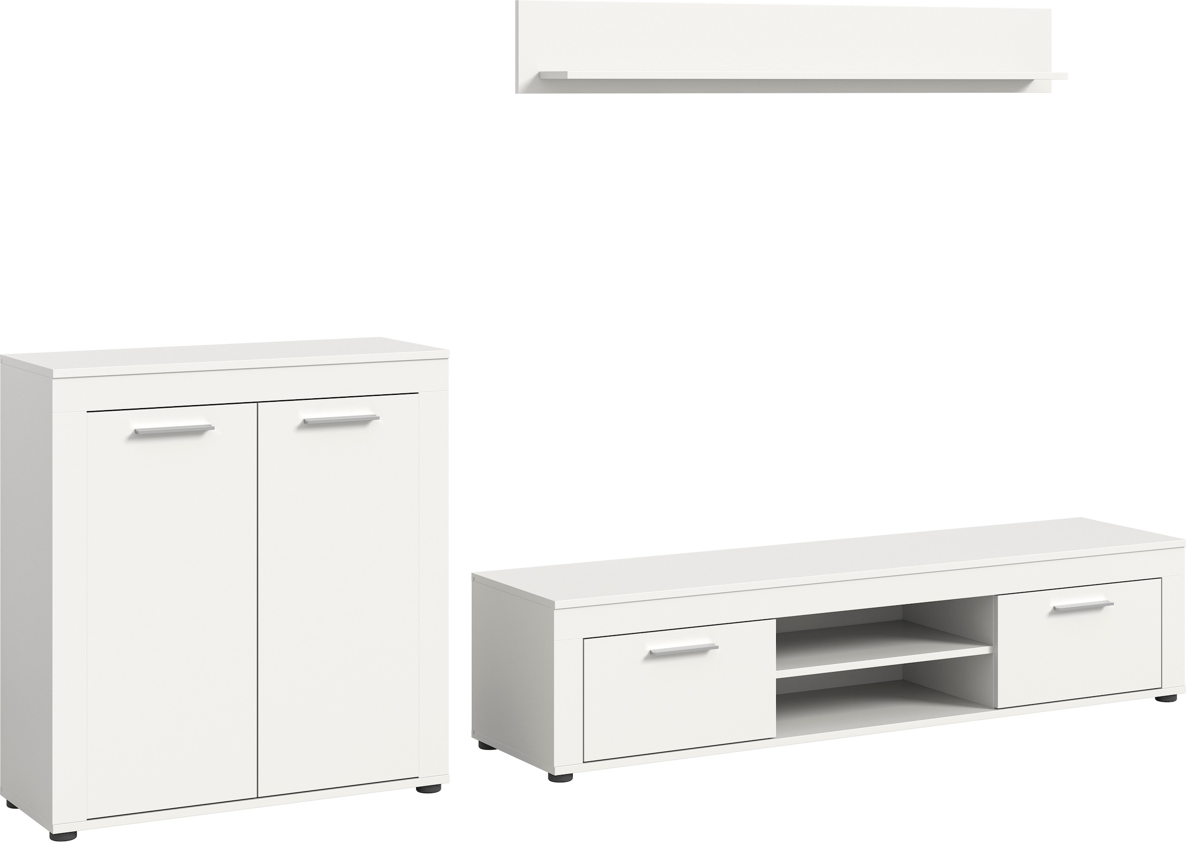 INOSIGN Wohnwand »Aosta, Breite 255cm, bestehend aus Highboard, Lowboard, Wandboard«, (3 St.), Wohnwand, Kombination, Anbauwand, Möbel Set, Schrankwand, Möbel Kombi