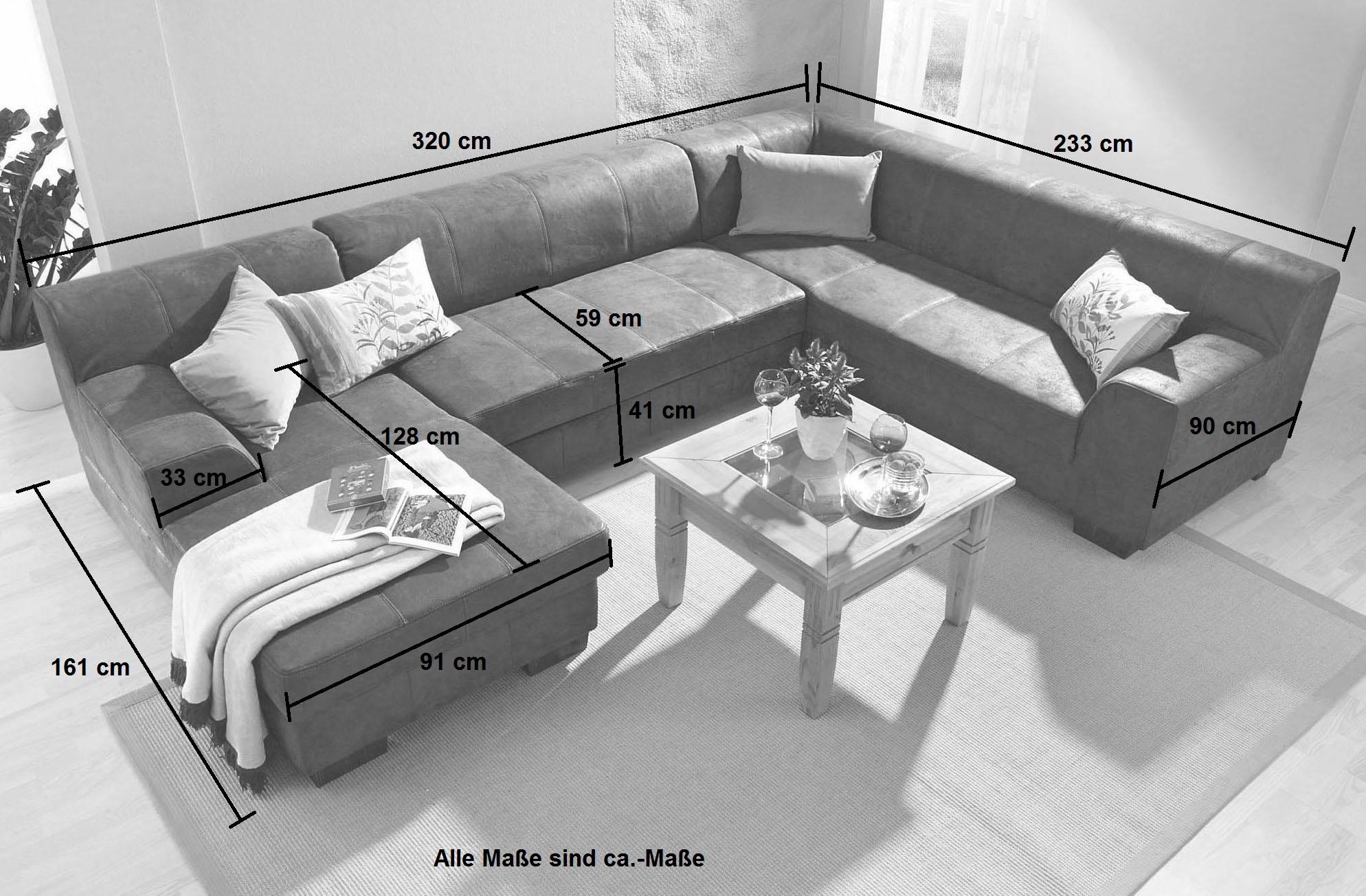 Home affaire Wohnlandschaft »Falk U-Form«, mit Federkern und wahlweise mit Bettfunktion