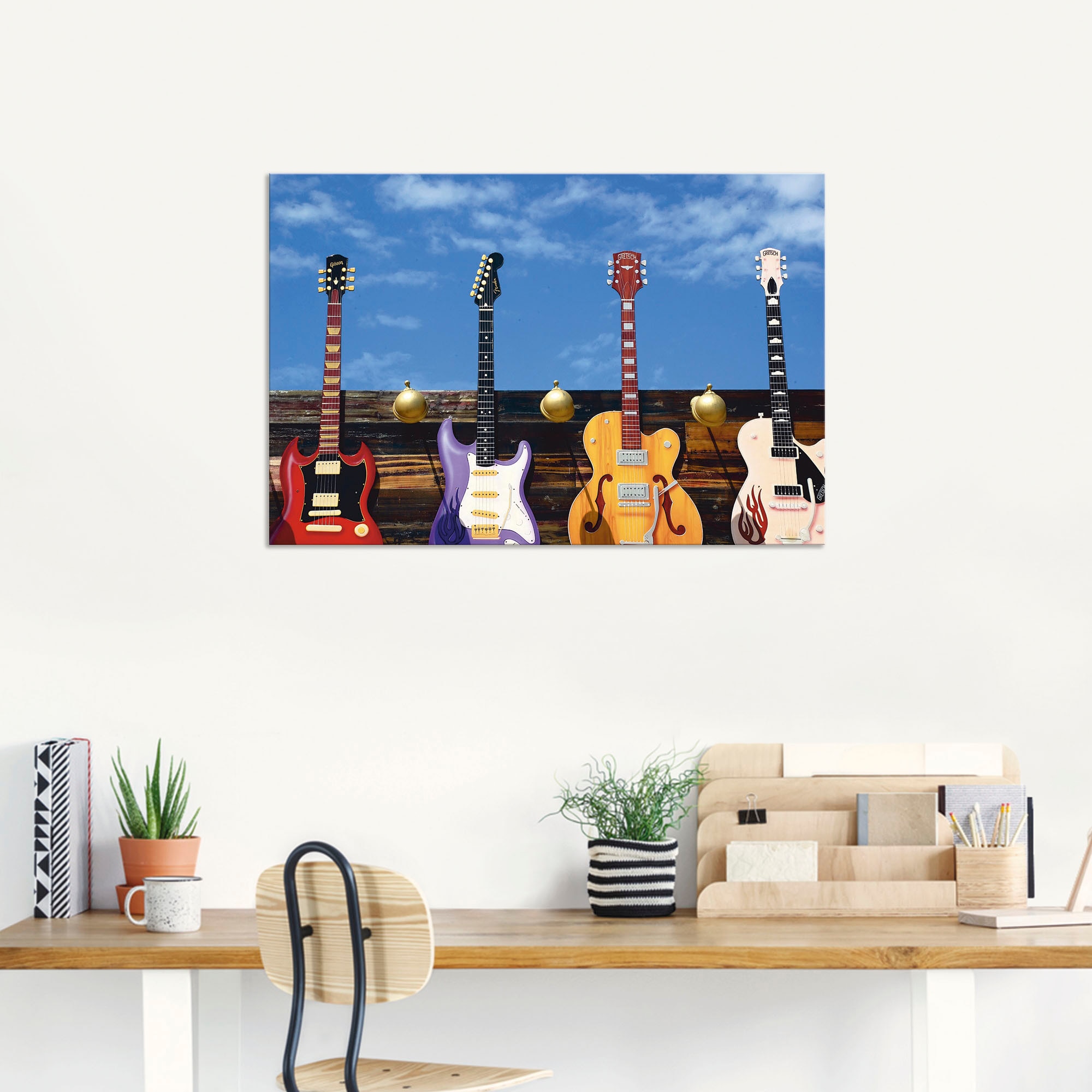 Artland Wandbild »Vier Elektrogitarren«, Instrumente, (1 St.), als Alubild, Leinwandbild, Wandaufkleber oder Poster in versch. Grössen