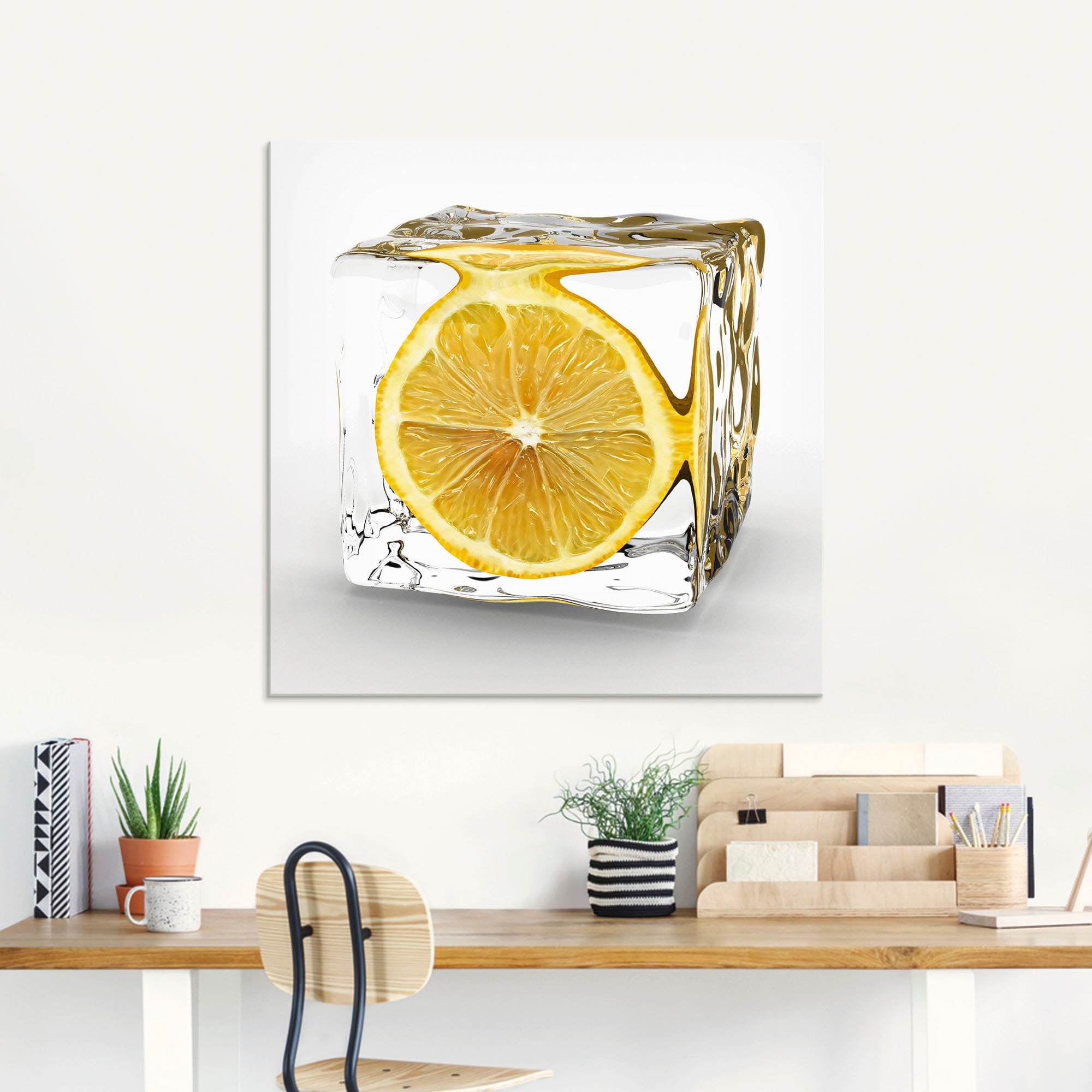 Artland Glasbild "Zitrone im Eiswürfel" Lebensmittel 1 Stk. tlg. in verschiedenen Größen
