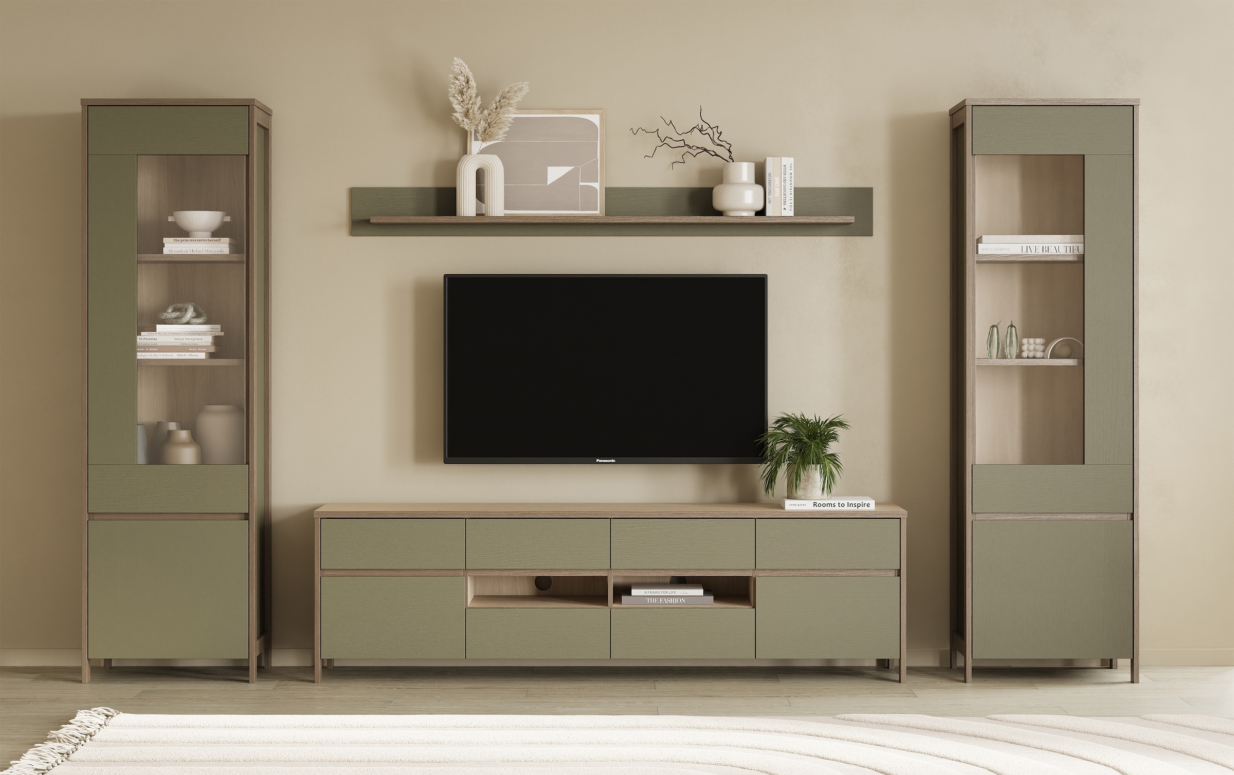 Home affaire Wohnwand "Stranda, moderne Anbauwand, Komplettset im Scandi-Style" 4 Stk. tlg.