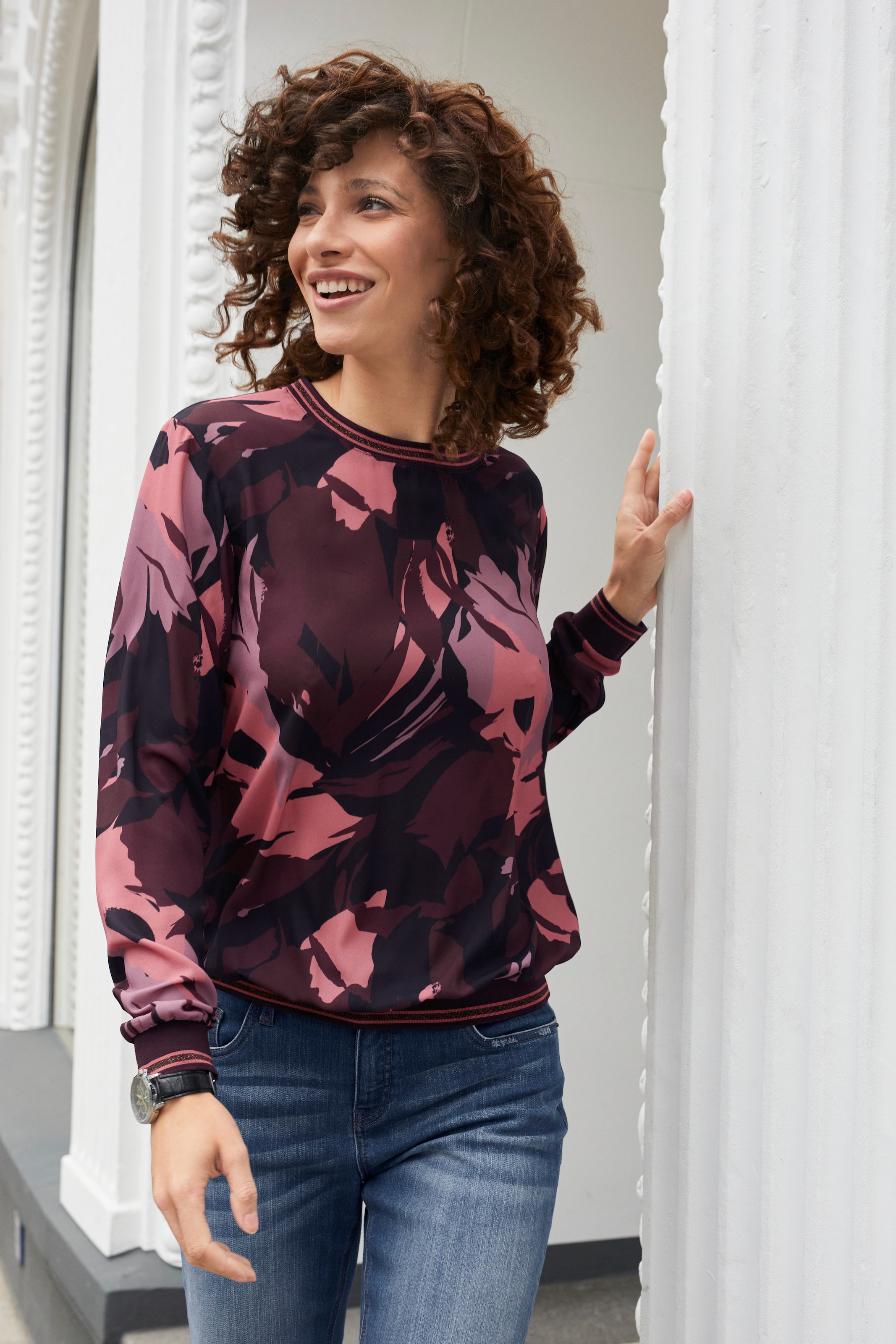 Shirtbluse, Streifen SELECTED online Aniston Jelmoli-Versand mit Bündchen bei Schweiz glitzernden am shoppen