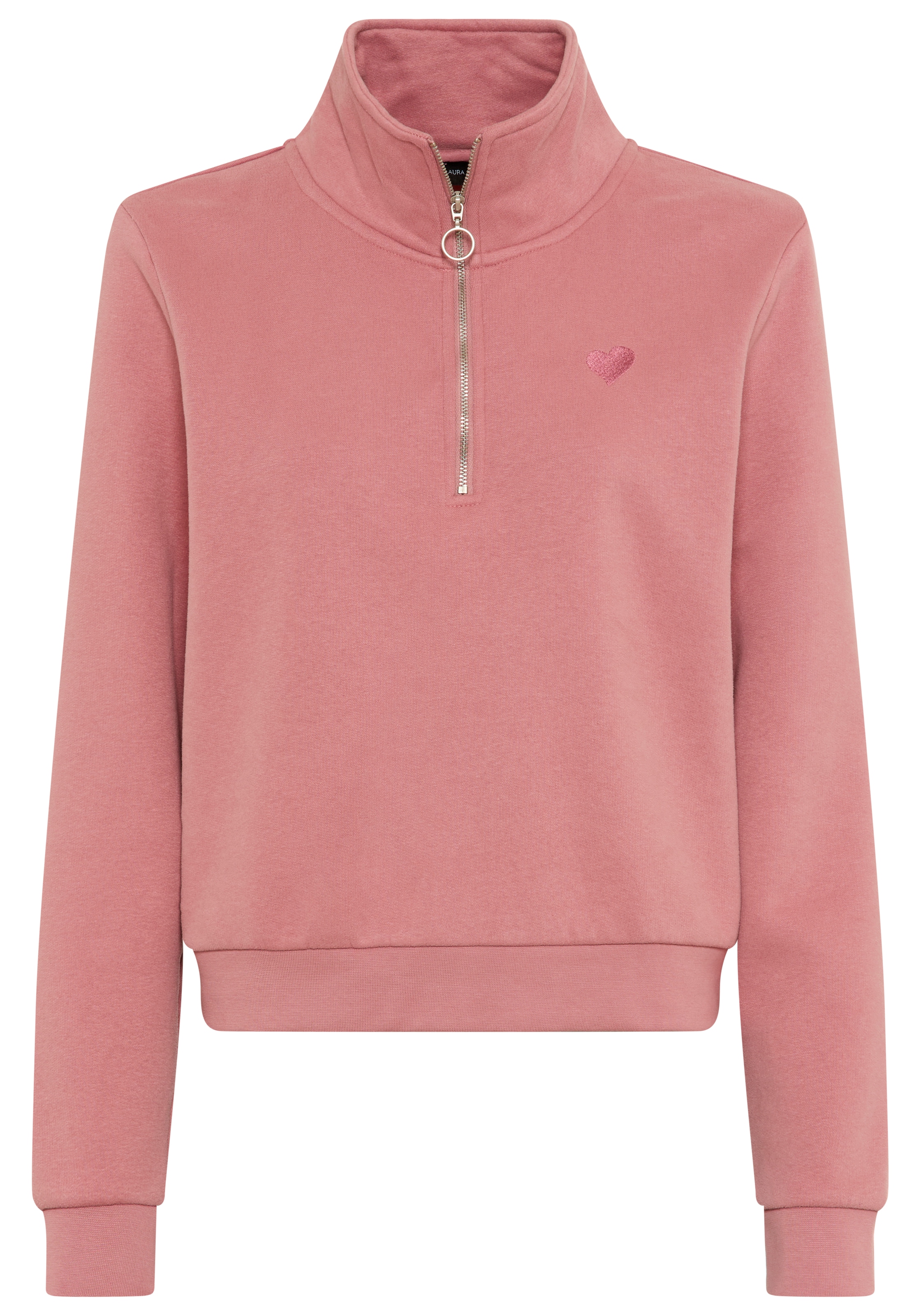 Laura Scott Sweater, Weiche Baumwollmischung mit Troyer‑Kragen und Reissverschluss­detail
