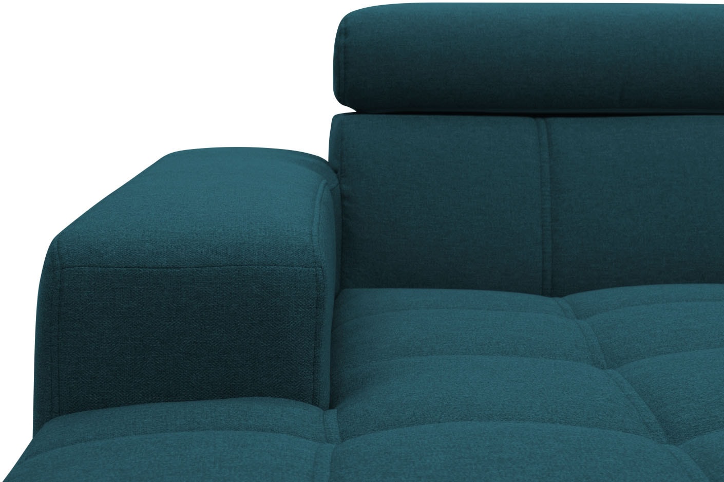 DOMO collection Ecksofa »Trento L-Form, mit Kufenfuss oder Einzelfuss«, wahlweise mit Kopfteilverstellung, Recamiere links/rechts bestellbar