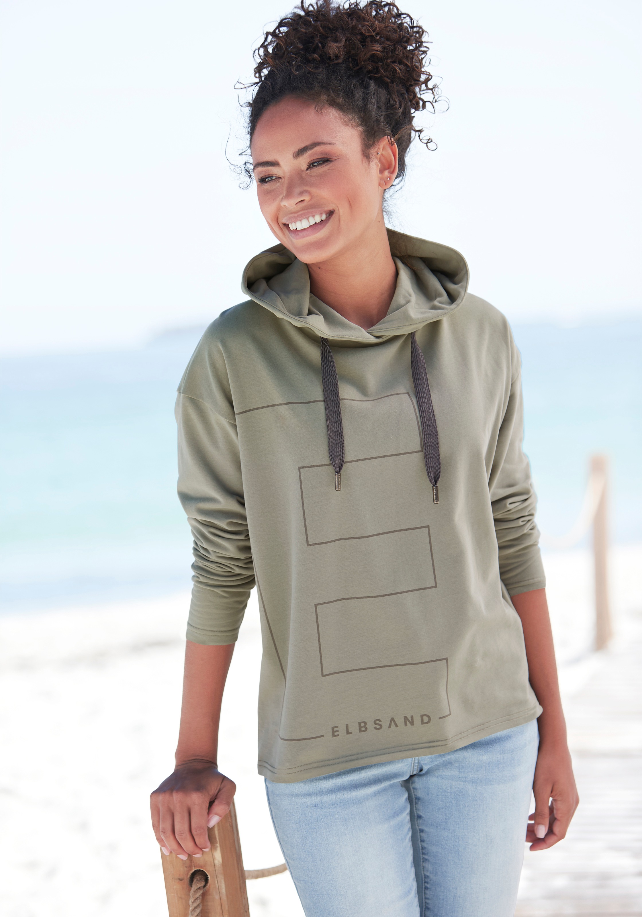 Elbsand Kapuzensweatshirt "Dea", Hoodie mit Logodruck vorne