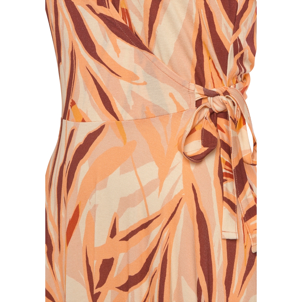 LASCANA Jerseykleid, mit V-Ausschnitt in Wickeloptik, Sommerkleid im Alloverprint