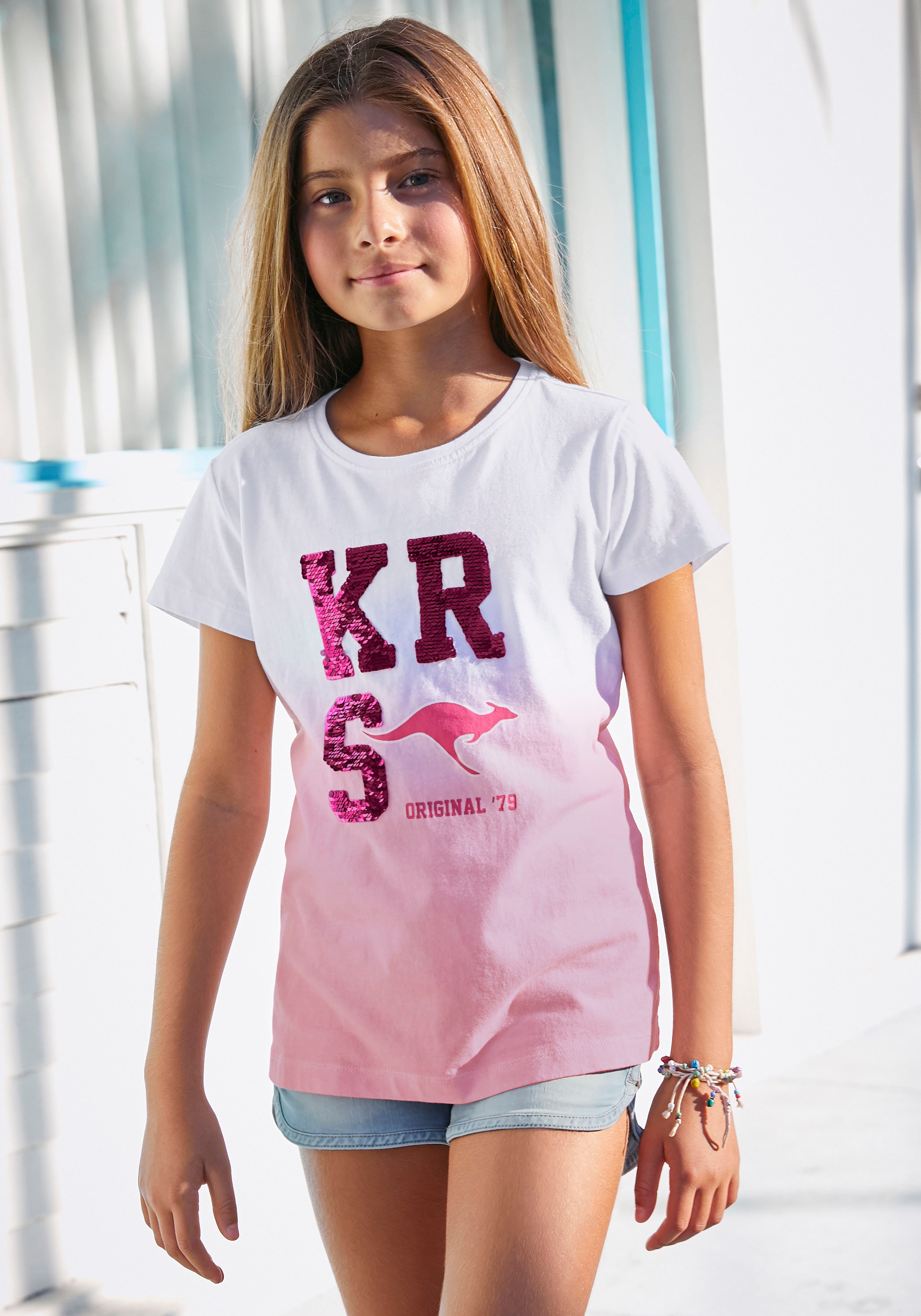✵ KangaROOS T-Shirt, Im Farbverlauf Wendepailletten | mit kaufen günstig Jelmoli-Versand