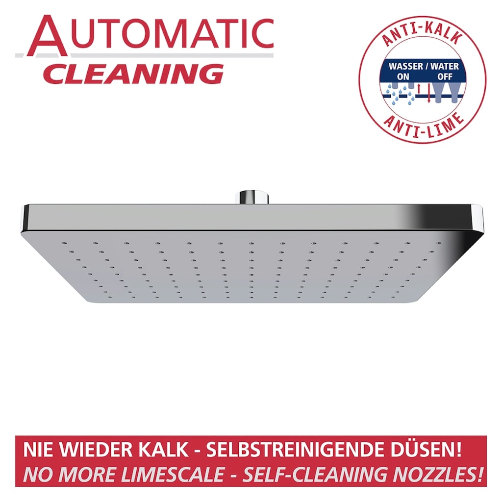 WENKO Regenduschkopf »Watersaving System«, Regenduschkopf Automatic Cleaning, 25 x 17 cm