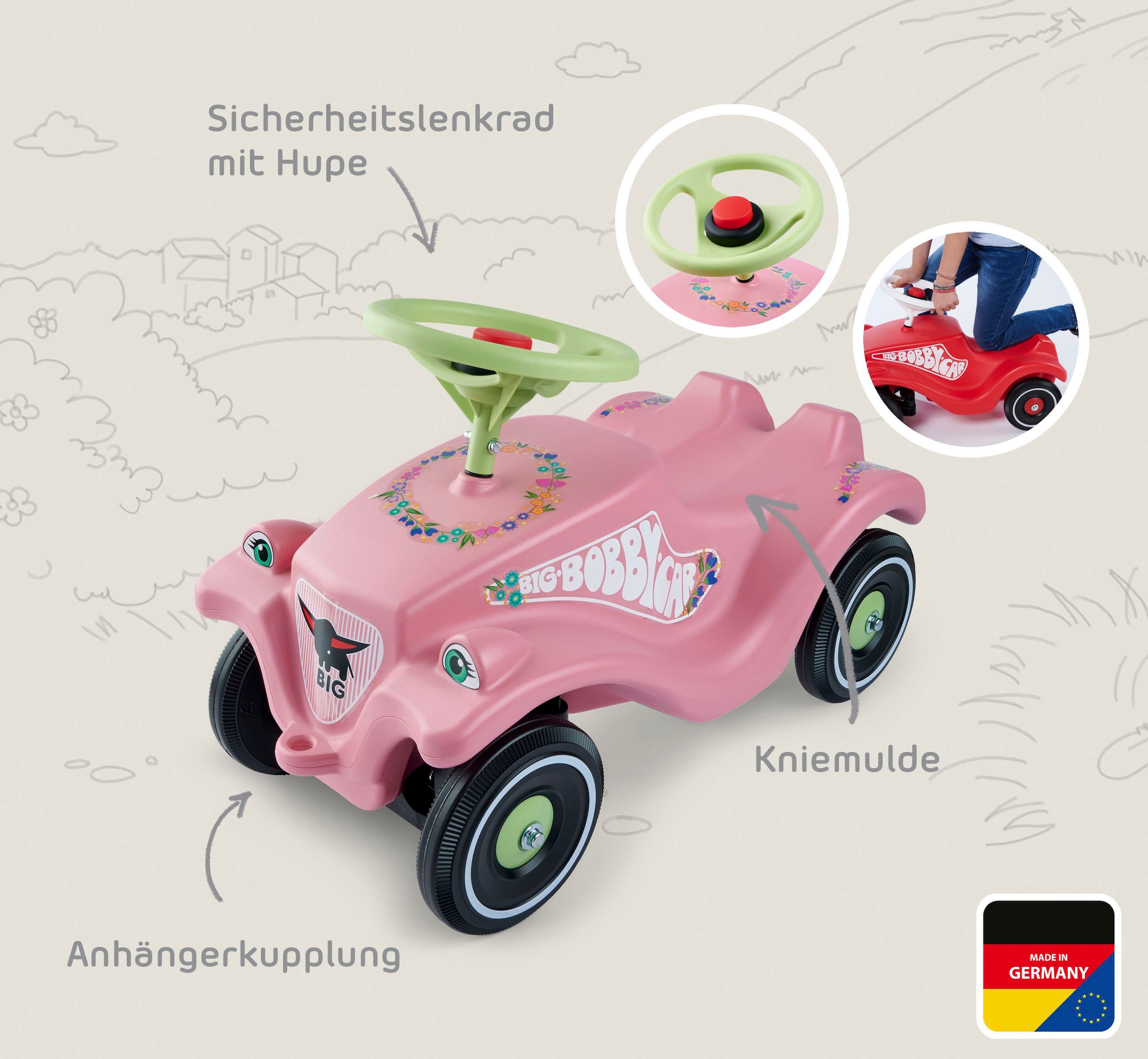 ✵ BIG Rutscherauto »BIG Bobby Car Classic Flower«, Made in Germany günstig  kaufen