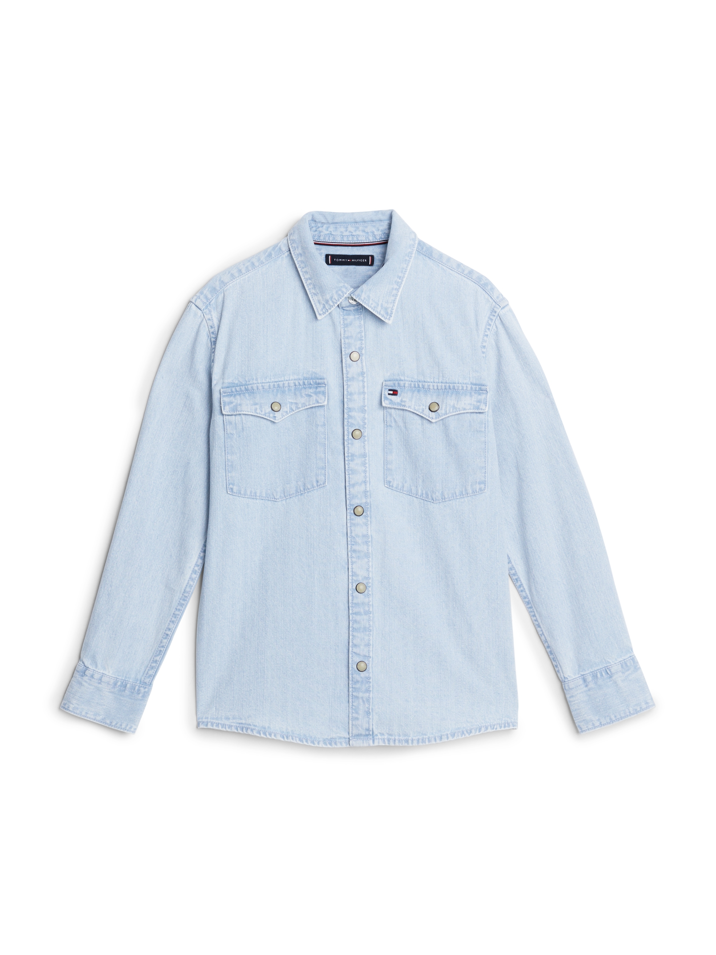 Tommy Hilfiger Langarmhemd »DENIM SHIRT LS«, Kinder bis 16 Jahre mit Logostickerei