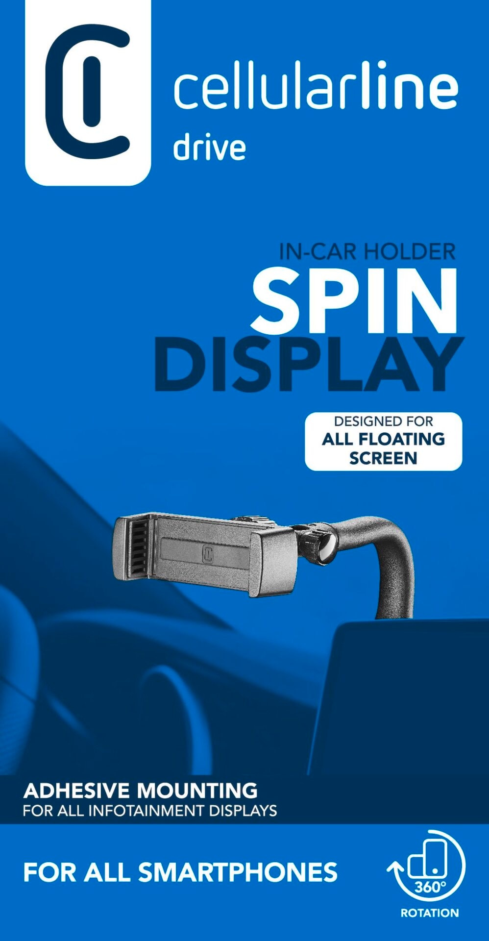 Cellularline Handy-Halterung »Spin Display Car Holder«, zur Befestigung am Fahrzeugdisplay, 360 Grad drehbar