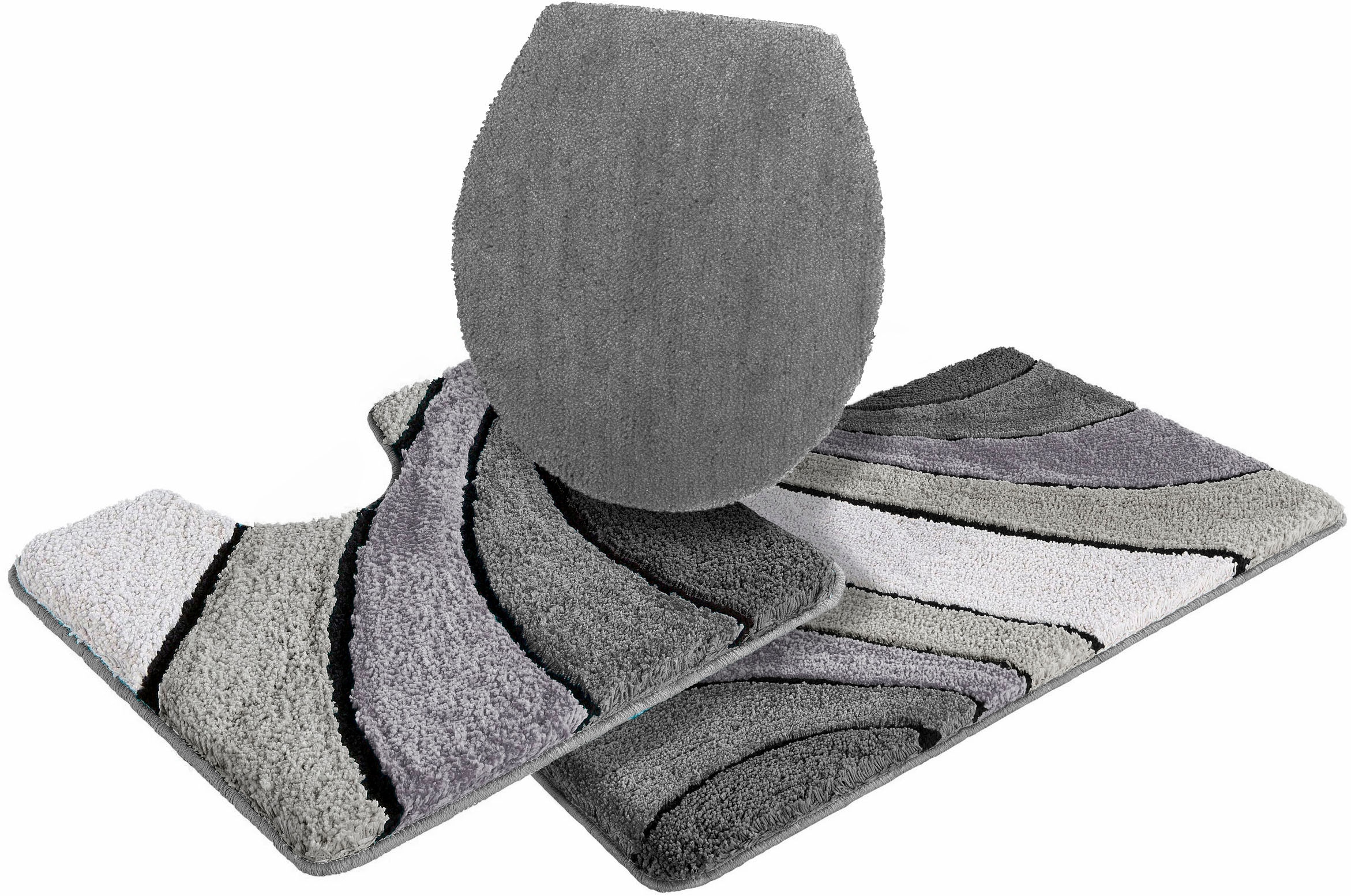 my home Badematte »Josie, Badvorleger, Badezimmer Teppich«, rutschhemmend beschichtet, fussbodenheizungsgeeignet-schnell trocknend-strapazierfähig, Badteppich, Badematten, rechteckig, rund & als 3-tlg. Set erhältlich