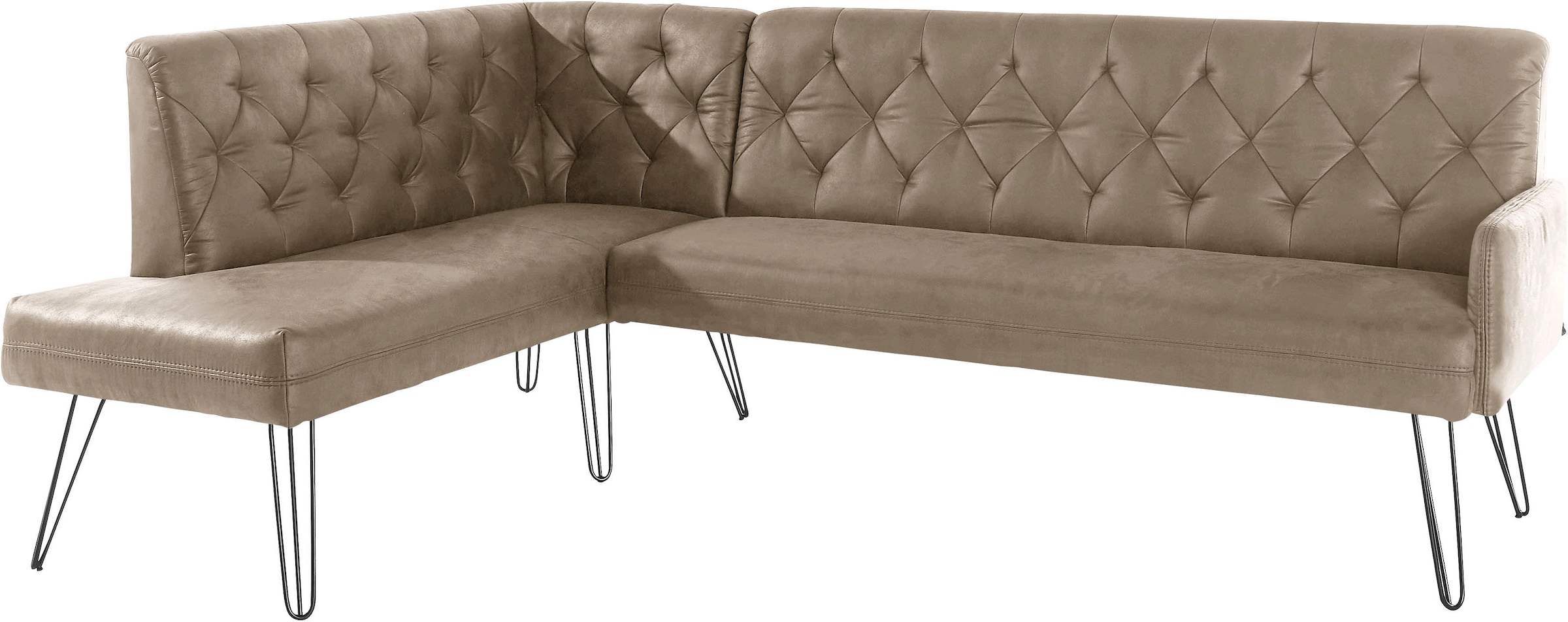 exxpo - sofa fashion Eckbank »Doppio, Chesterfield Optik, komfortabel und bequem, hohe Designfüsse«, Frei im Raum stellbar