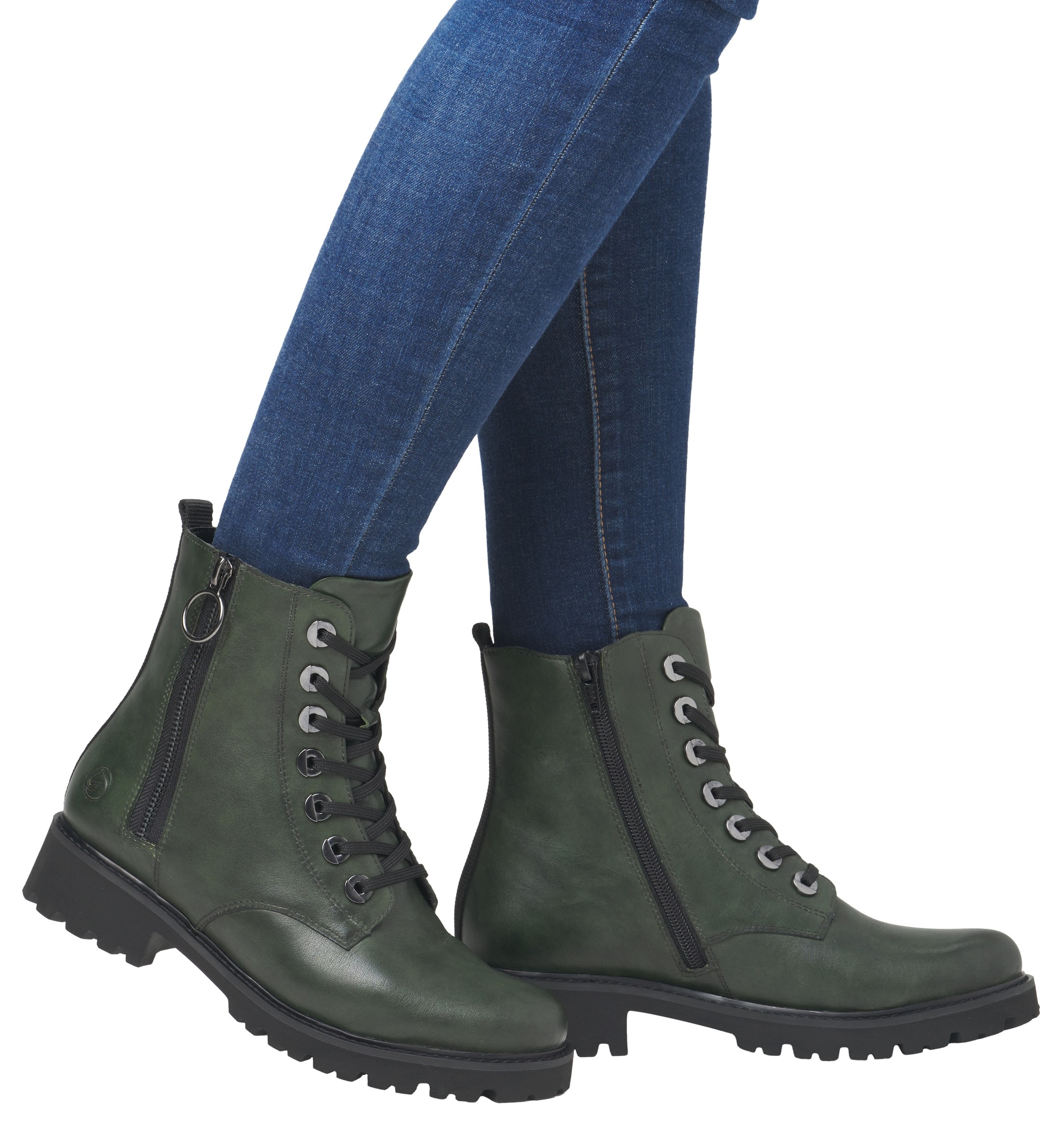 Remonte Schnürstiefelette, Blockabsatz, Stiefelette, Schnürboots, Flats im Used Look