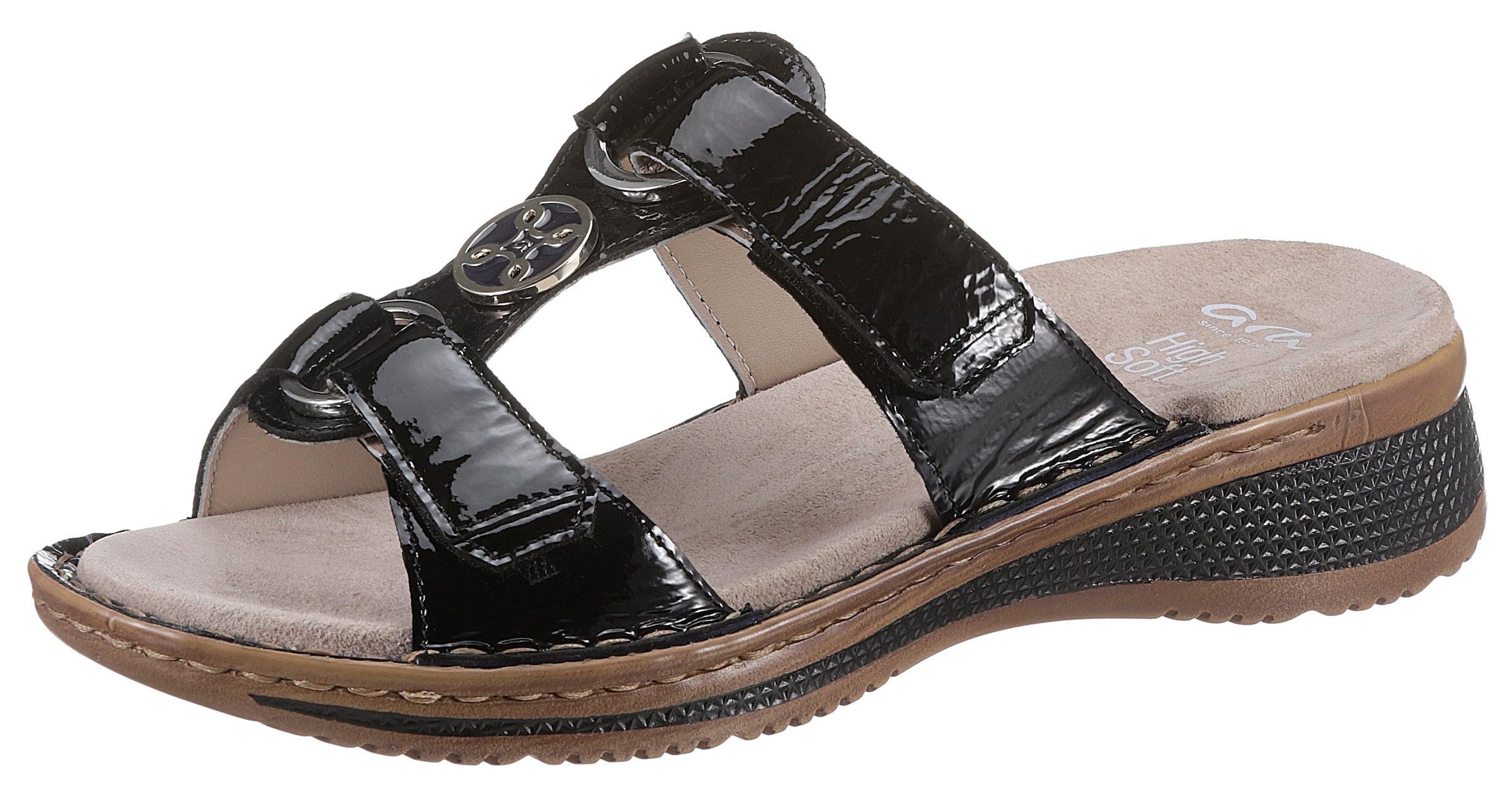 Ara Pantolette "HAWAII", Keilabsatz, Sommerschuh, Schlupfschuh mit Schmuckelement