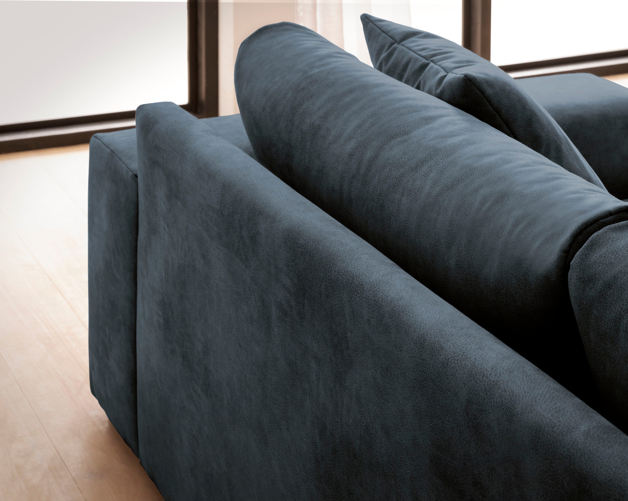 andas Ecksofa »SLEETLAND XXL in Samtvelours oder Vintage-Leder-Optik, L-Form,«, besonders gross und bequem