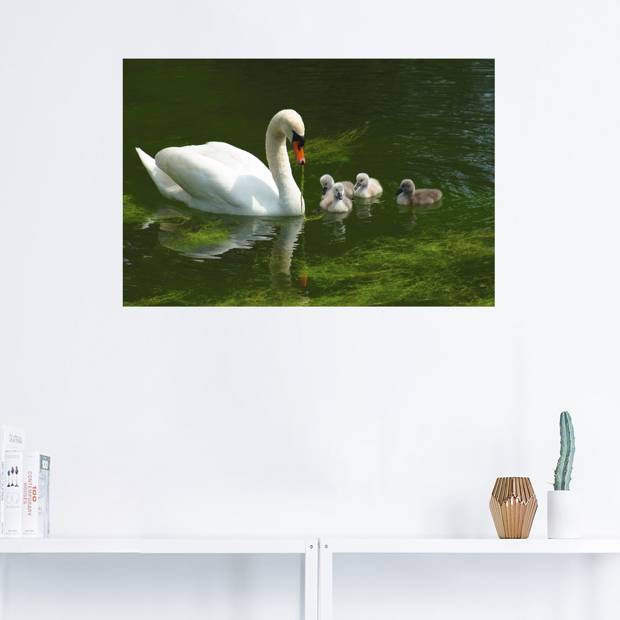 Artland Wandbild »Schwanen Familie«, Vögel, (1 St.), als Alubild, Leinwandbild, Wandaufkleber oder Poster in versch. Grössen