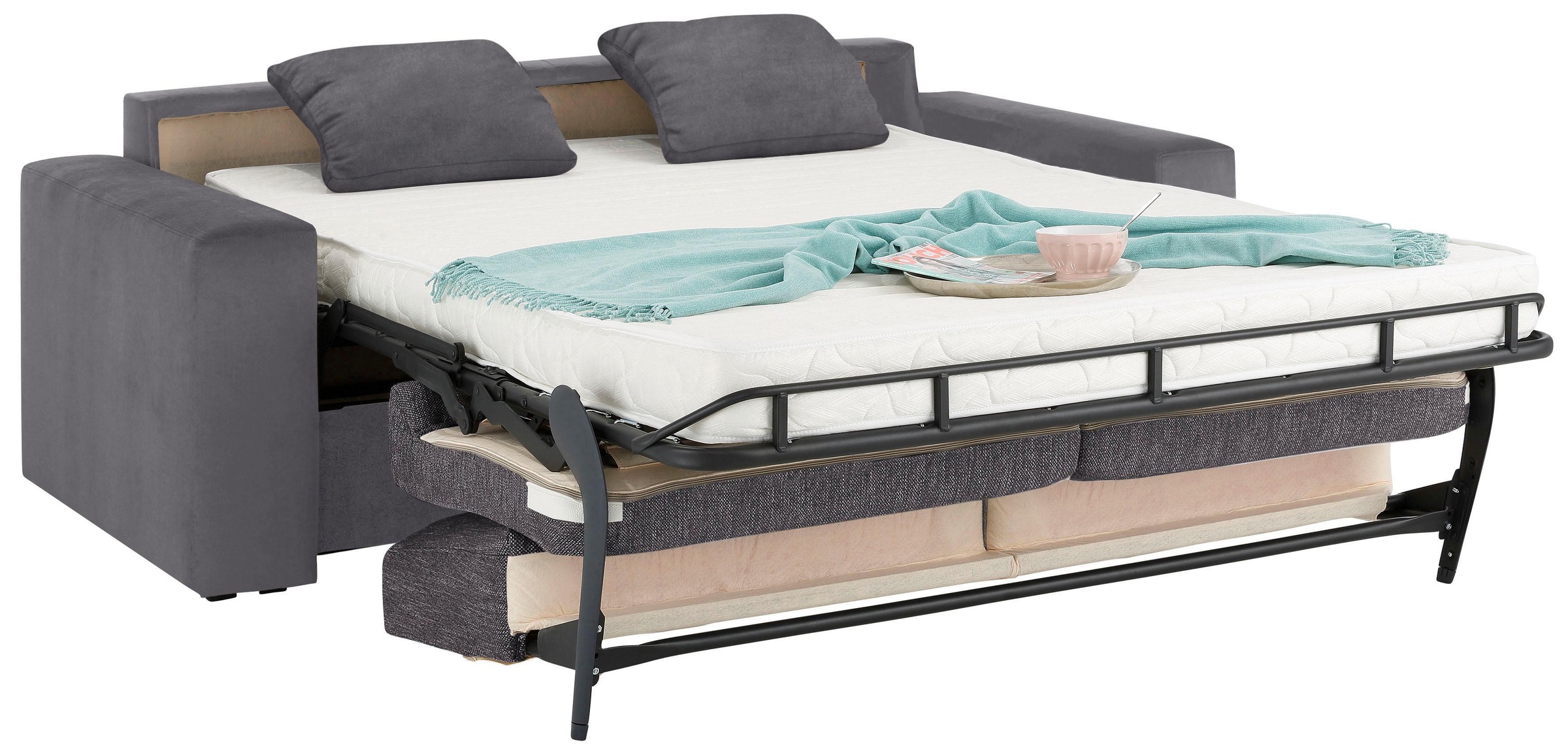 Home affaire Schlafsofa »Roma Matratzenhöhe 14 cm«, Dauerschlaffunktion, mit Unterfederung, Lattenrost, Matratze