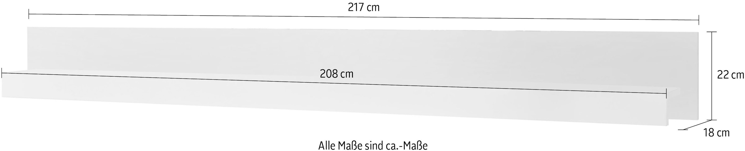 INOSIGN Wandboard »Chester, modernes, zeitloses Wandregal, Wandhalter mit Stauraum«, (1 St.), vielseitig einsetzbares Hängeregel, 217 cm breit, Weiss Matt