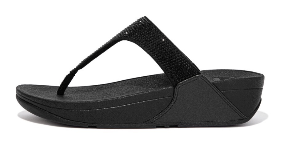 Fitflop Dianette »LULU CRYSTAL EMBELLISHED TOE-POST SANDALS - HOTFIX« Keilabsatz, Sommerschuh, Zehentrenner mit weichem Zehensteg