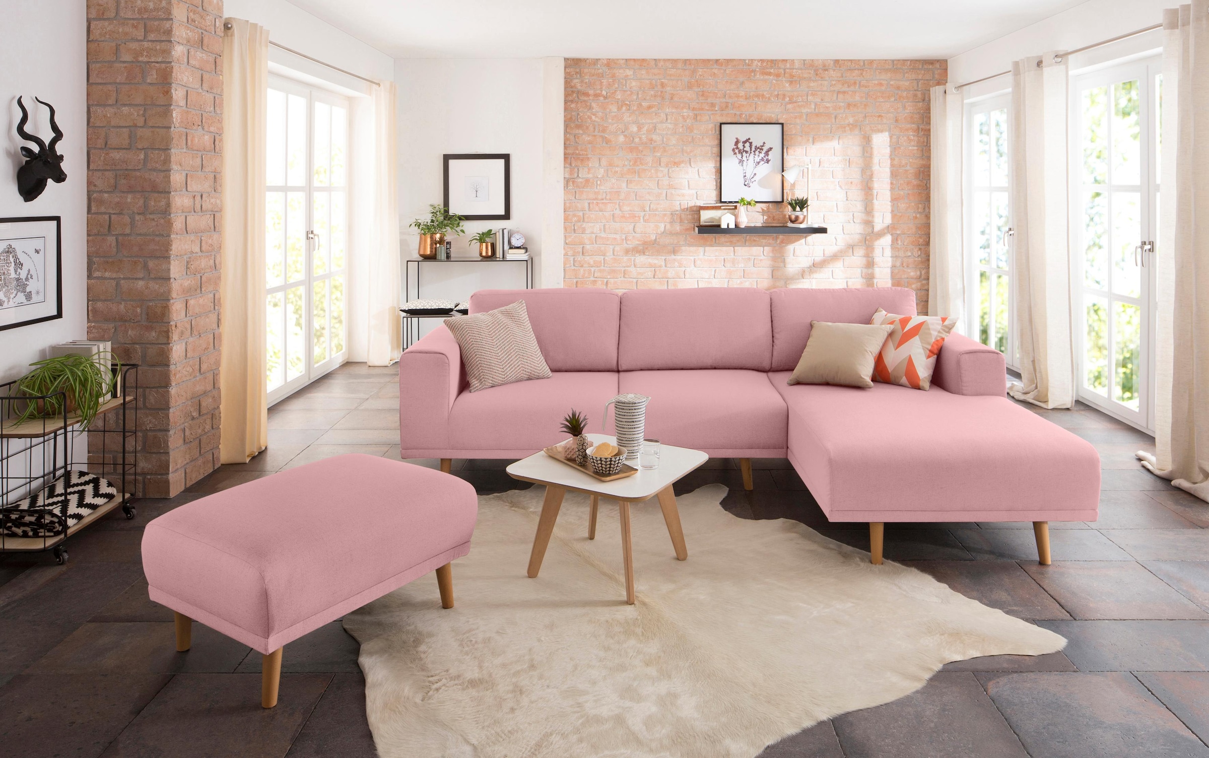 Home affaire Ecksofa »Lasse L-Form«, im scandinavischen Stil mit Holzfüssen
