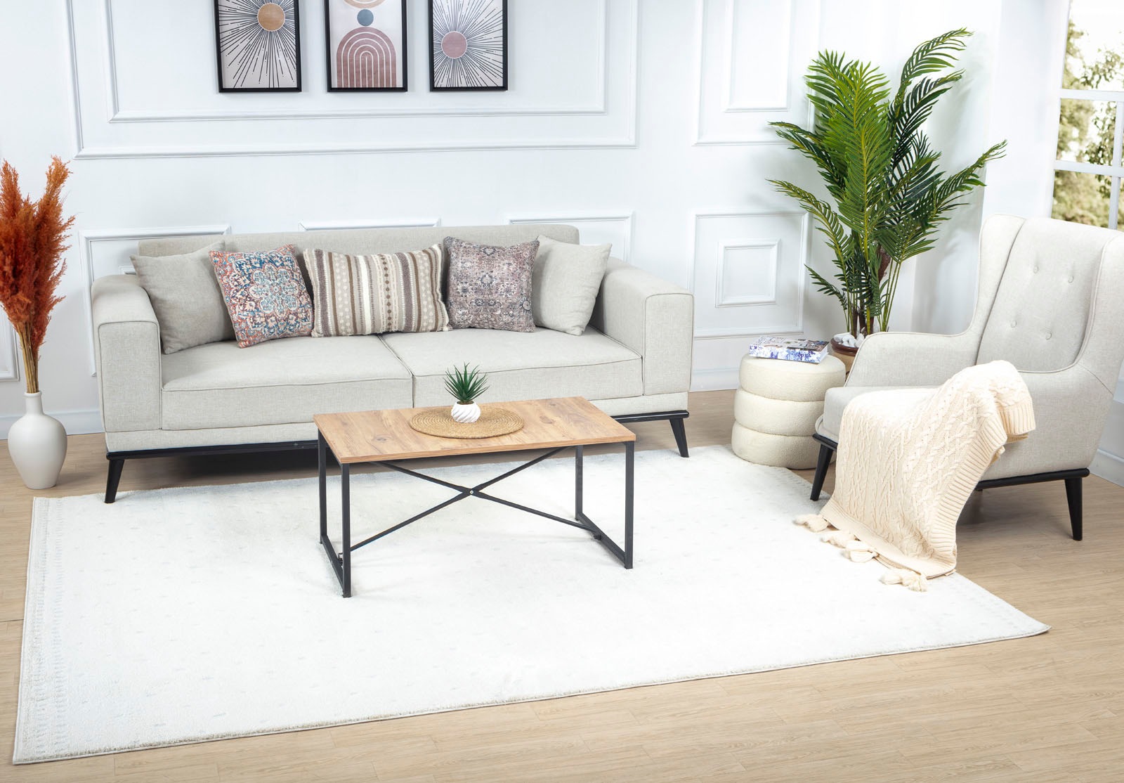 Livabliss Teppich »GIJON«, rechteckig, 14 mm Höhe, Skandi Design, Modern Boho Kurzflor Wohnzimmerteppich, Schlafzimmer