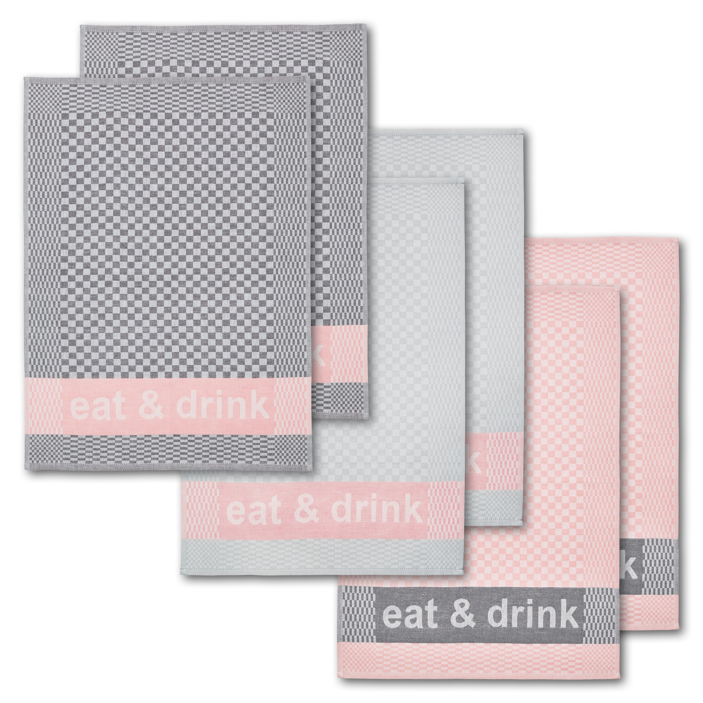 Dyckhoff Geschirrtuch »Eat & Drink, Masse je Tuch ca. 50x70 cm«, (Set, 6 tlg.), mit drei...