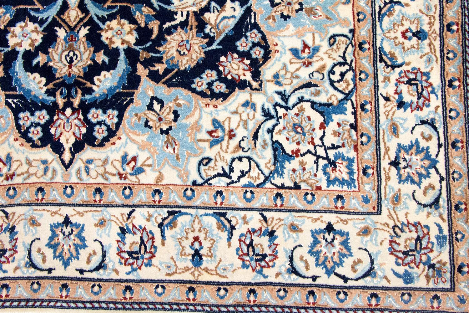 morgenland Wollteppich »Nain 9la Teppich handgeknüpft blau«, rechteckig