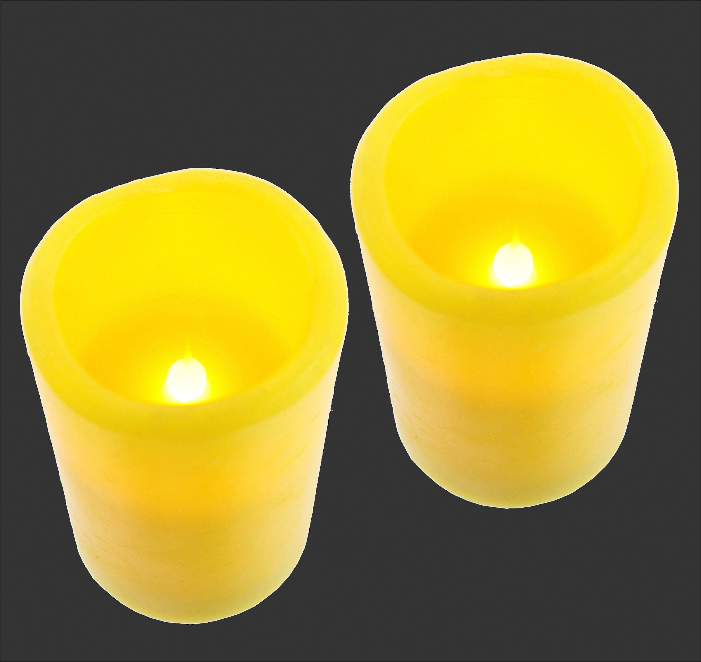 I.GE.A. LED-Kerze »LED-Kerzen Flackernd Warmweiss 2er Set Stumpenkerze Deko Valentinstag«, Romantische Dekoration Creme Echtwachs romantisch