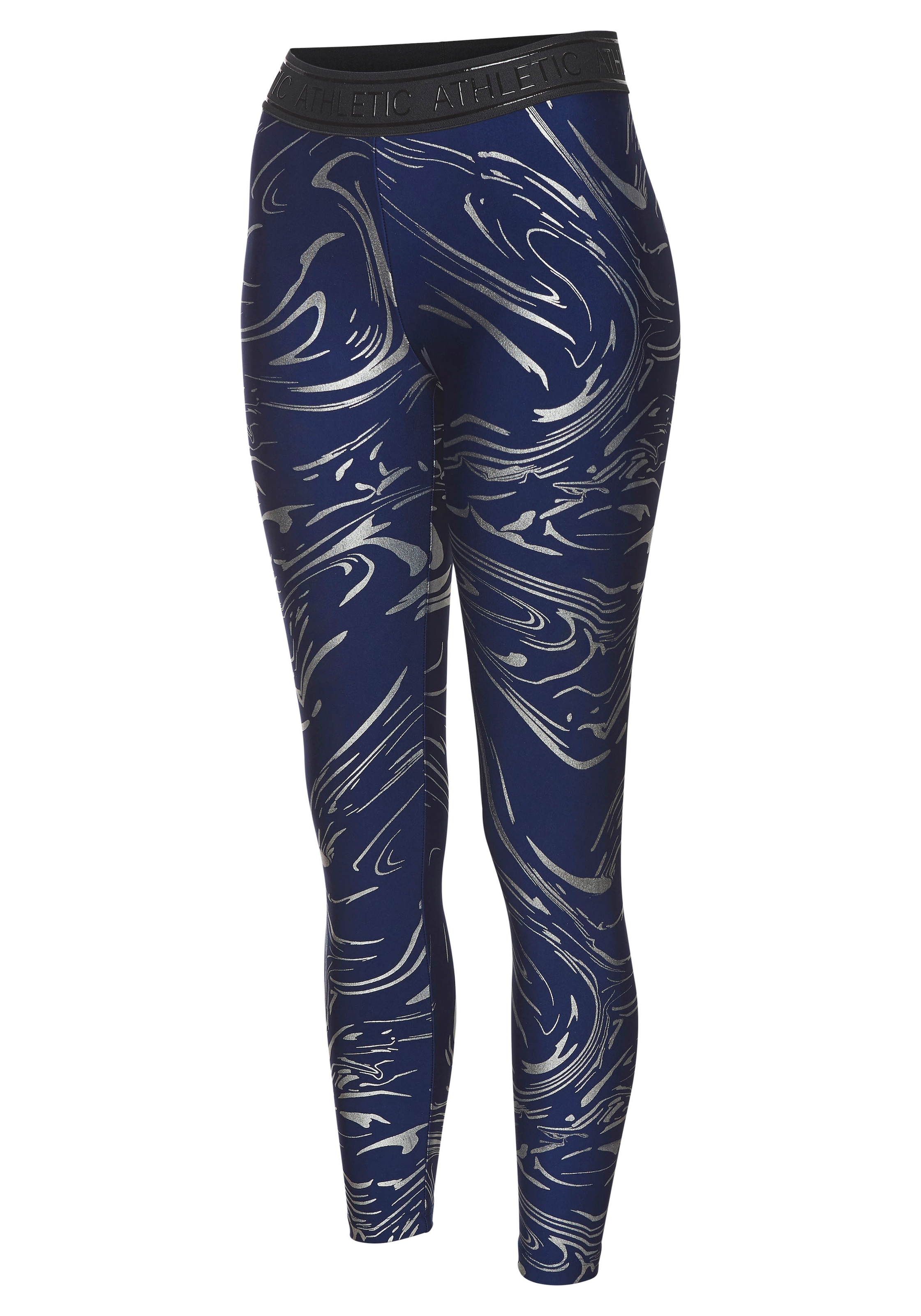 LASCANA ACTIVE Funktionsleggings »-Sportleggings«, mit glänzendem Print und 3D Schriftzug