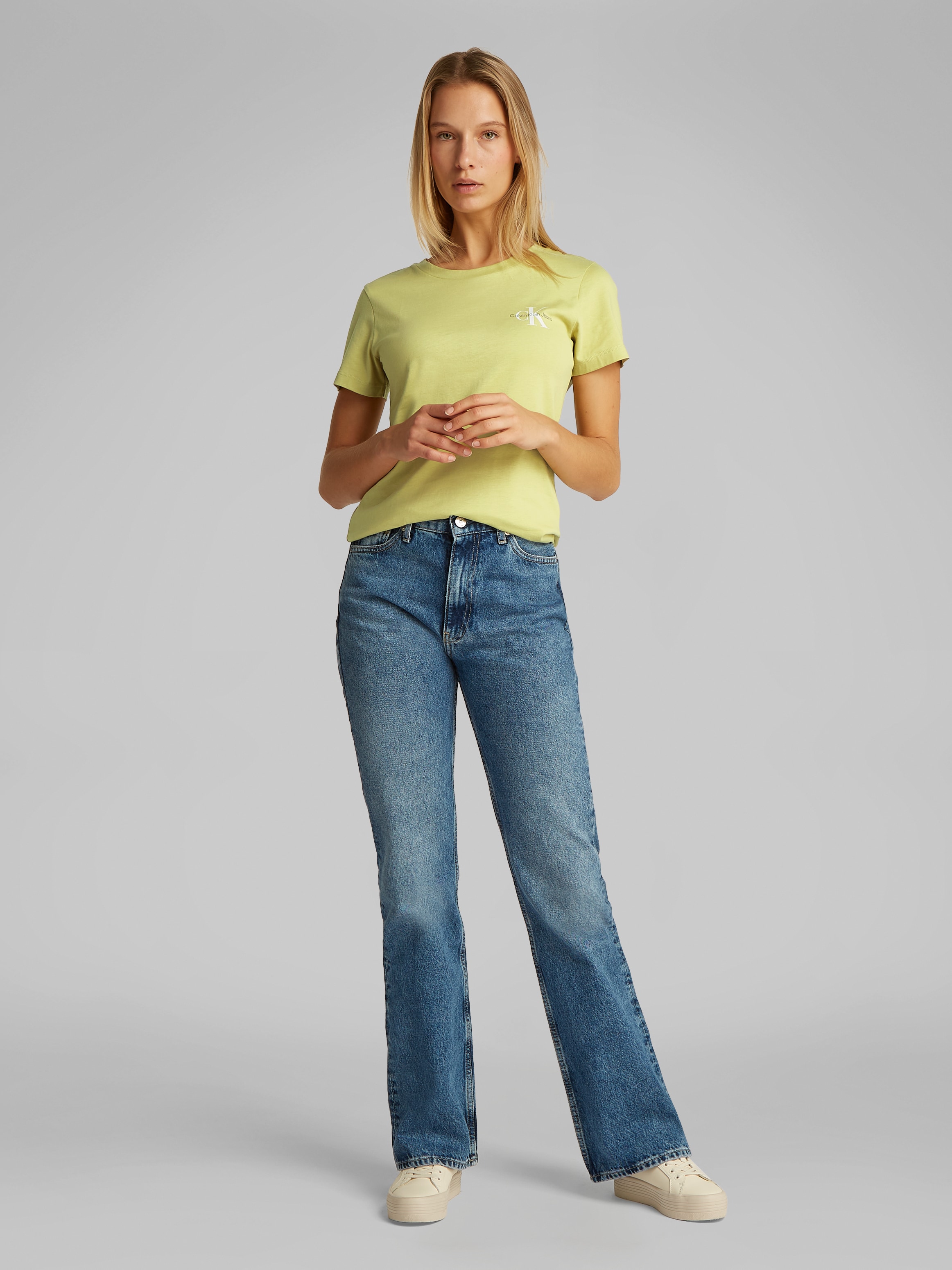 Calvin Klein Jeans Rundhalsshirt »2-PACK MONOLOGO SLIM TEE«, (Packung, 2 tlg., 2er-Pack), mit Calvin Klein Jeans Logoprint auf der Brust