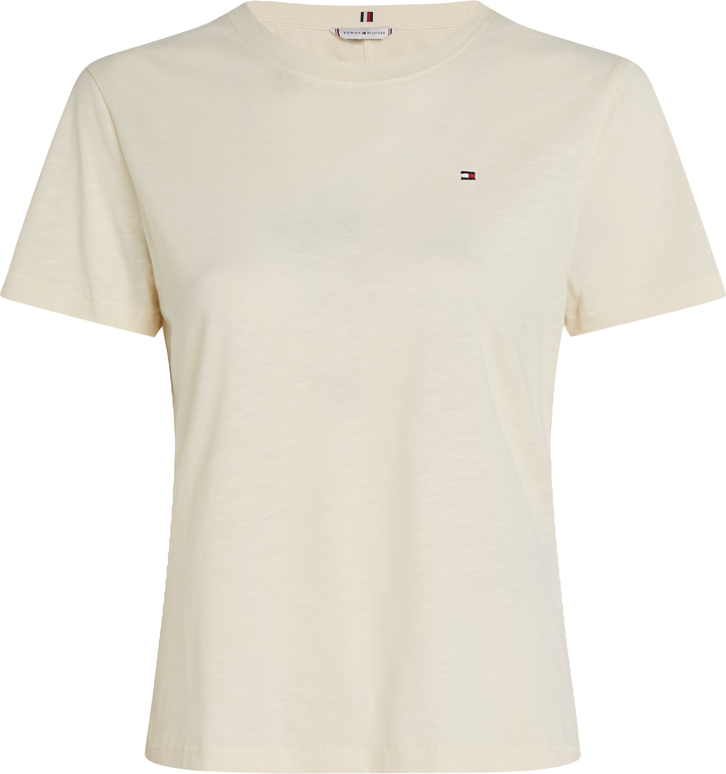 Tommy Hilfiger Rundhalsshirt »SLUB REG C-NK SS«, mit Flammgarn-Struktur, mit Logostickerei