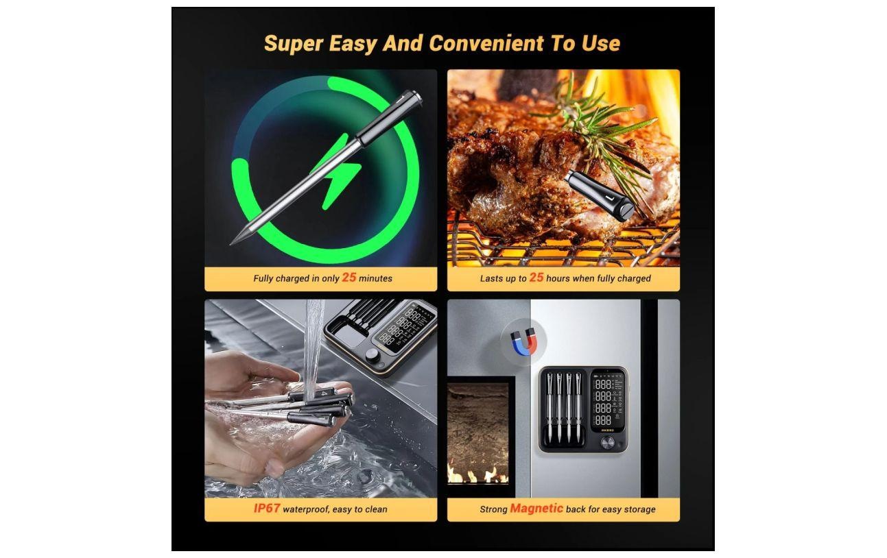 nicht definiert Grillthermometer »Inkbird INT-14-BW 4x drahtlose Sonden«