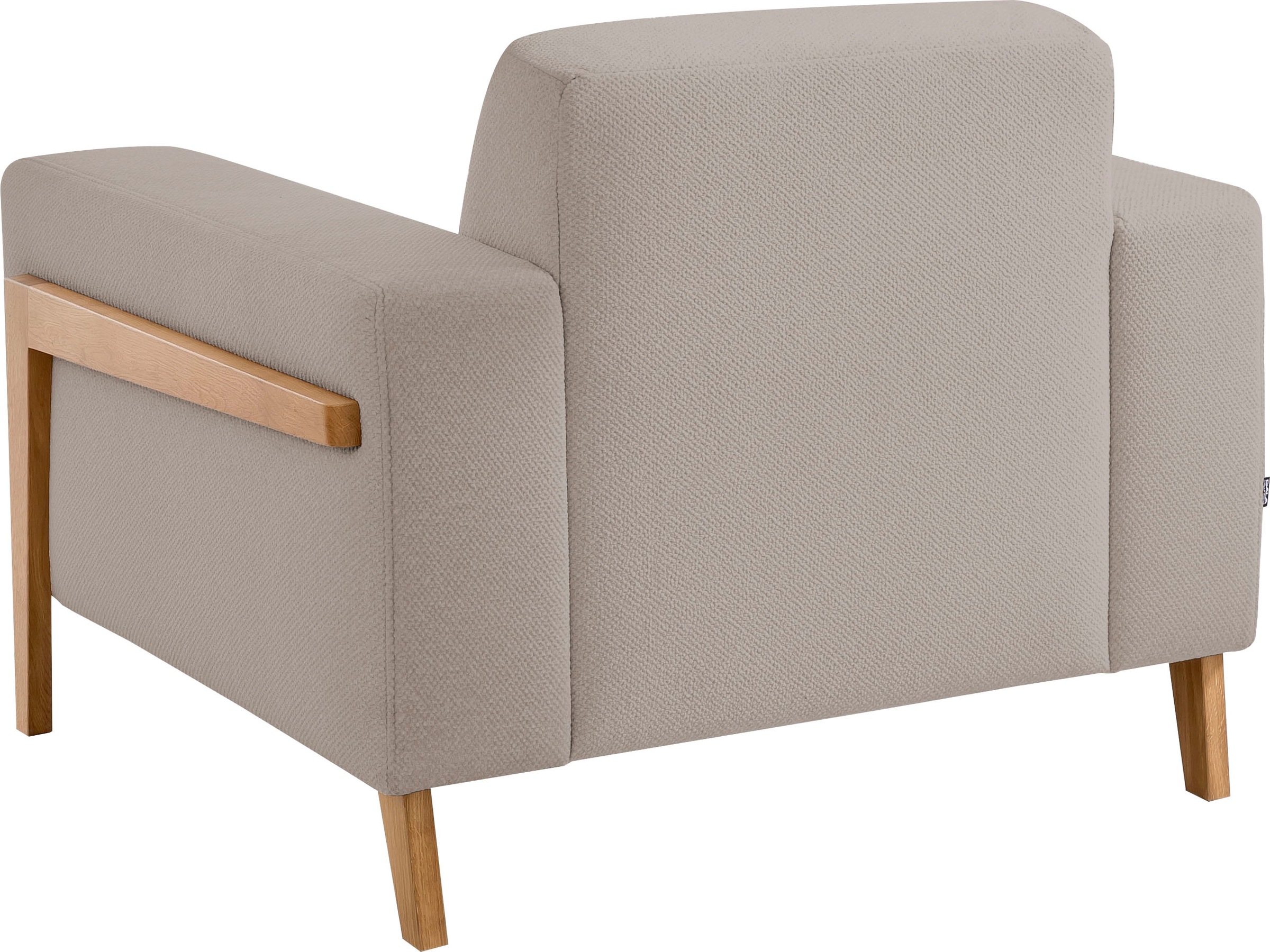 exxpo - sofa fashion Sessel »Starr, Loungesessel, Scandic Design mit Sichtholz am Armteil«, im Scandinavian Design, mit Massive Holzfüsse, frei im Raum stellbar